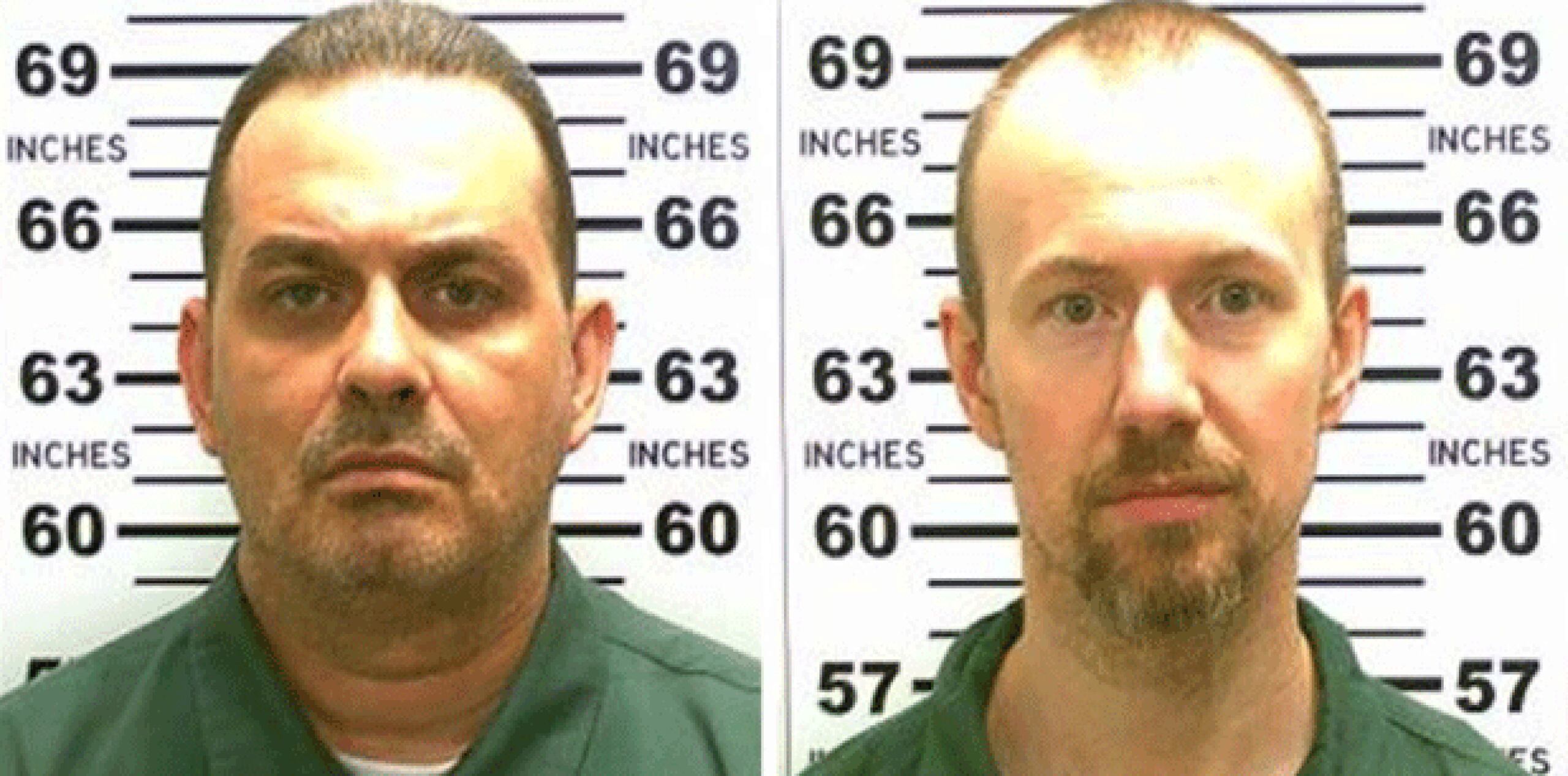 Las autoridades creen que Richard Matt, de 49 años y David Sweat, de 35, se desplazaban de noche y lograron encontrar alimentos, un arma y otros materiales en cotos de caza y cabañas de vacaciones antes de separarse. (Archivo)