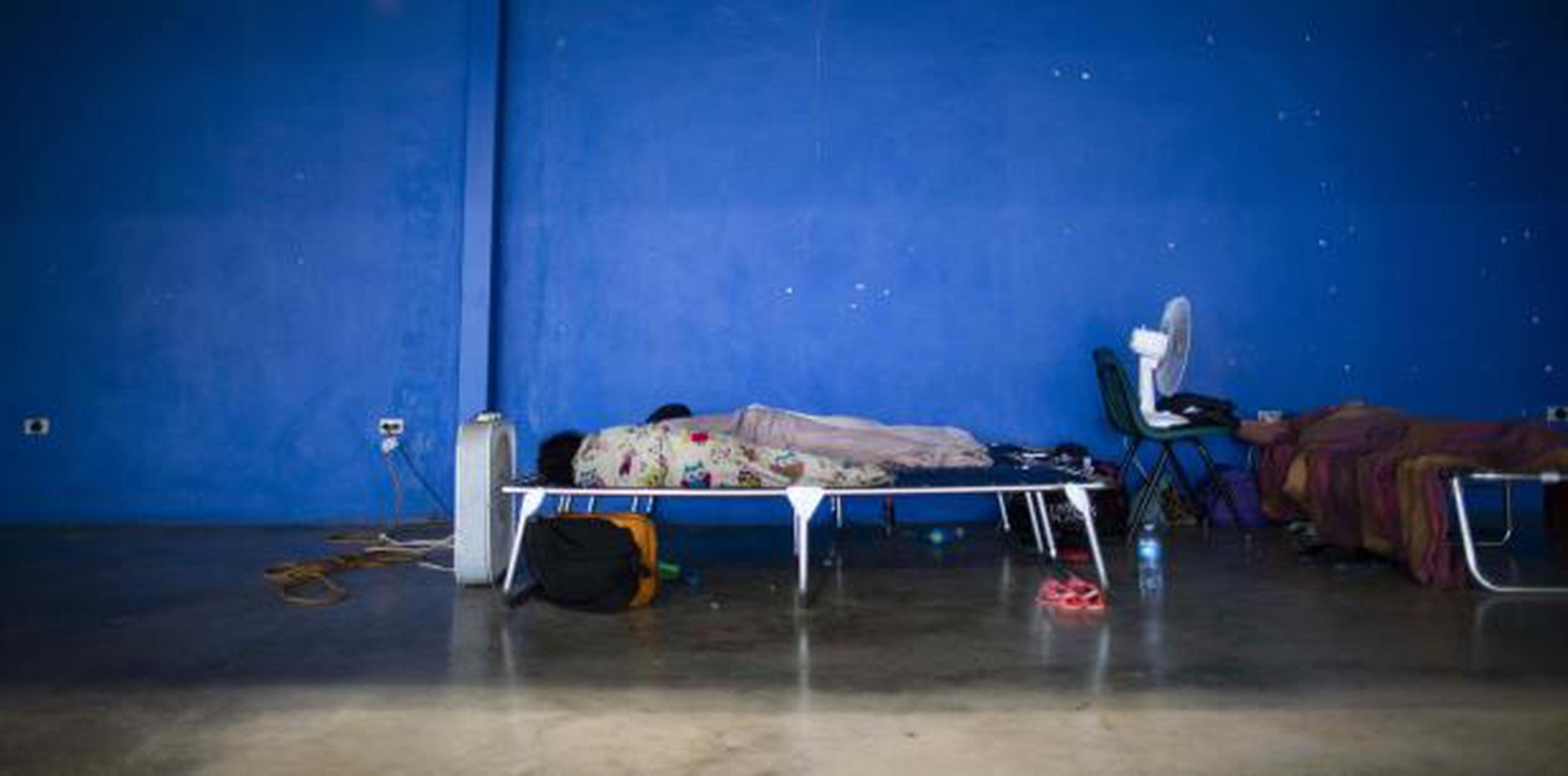 Una persona duerme en un catre en el refugio de Canóvanas. (tonito.zayas@gfrmedia.com)