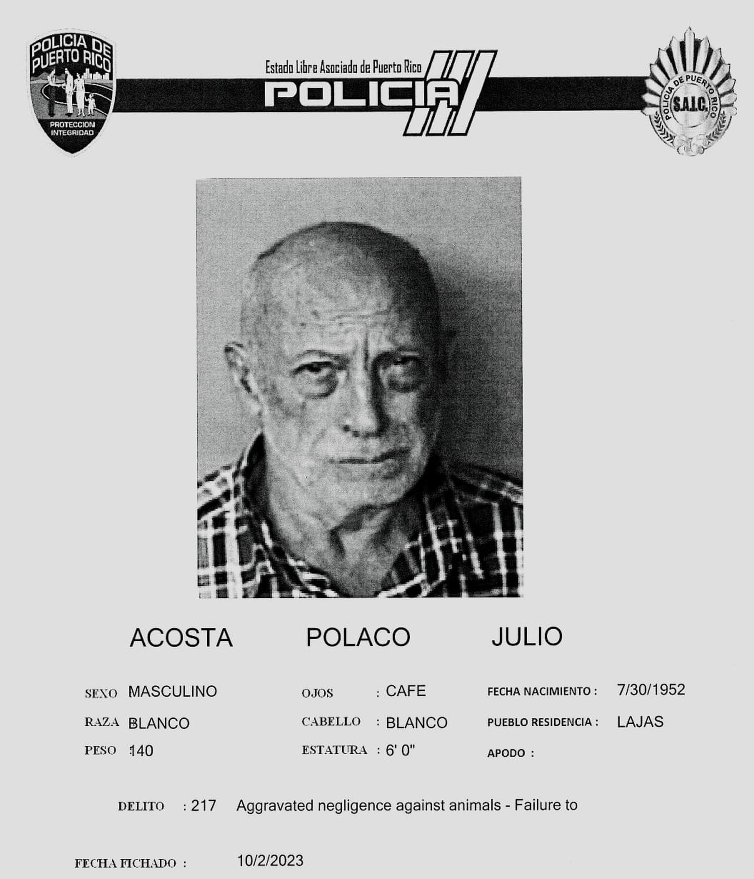 Julio Acosta Polaco quedó en libertad al prestar la fianza de $3,000.00.