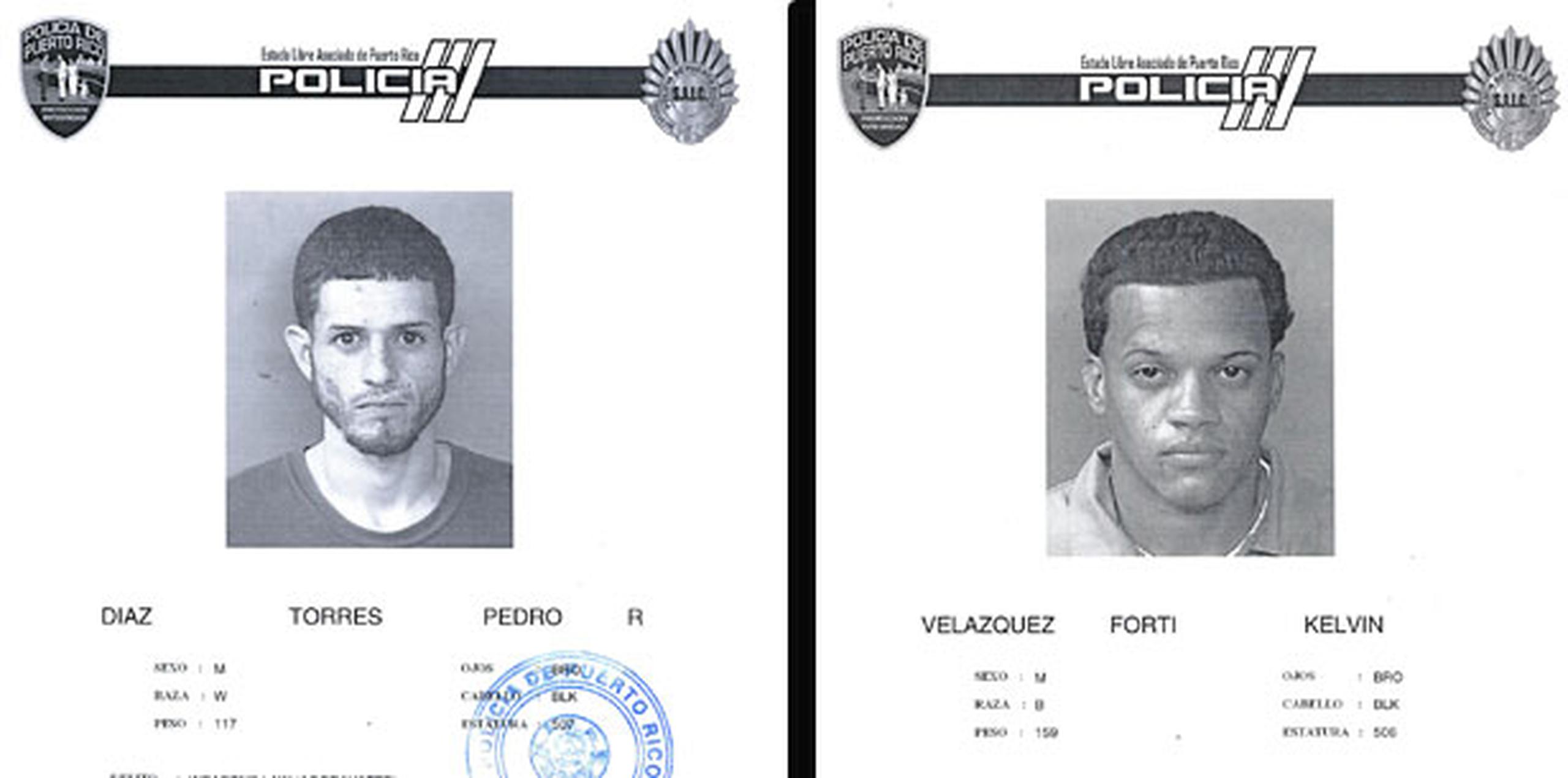 A Pedro R. Díaz Torres, de 27 años; y Kelvin Velázquez Forti, de 23 años; se les señaló una fianza total de $7 millones la cual no prestaron. (Suministradas)