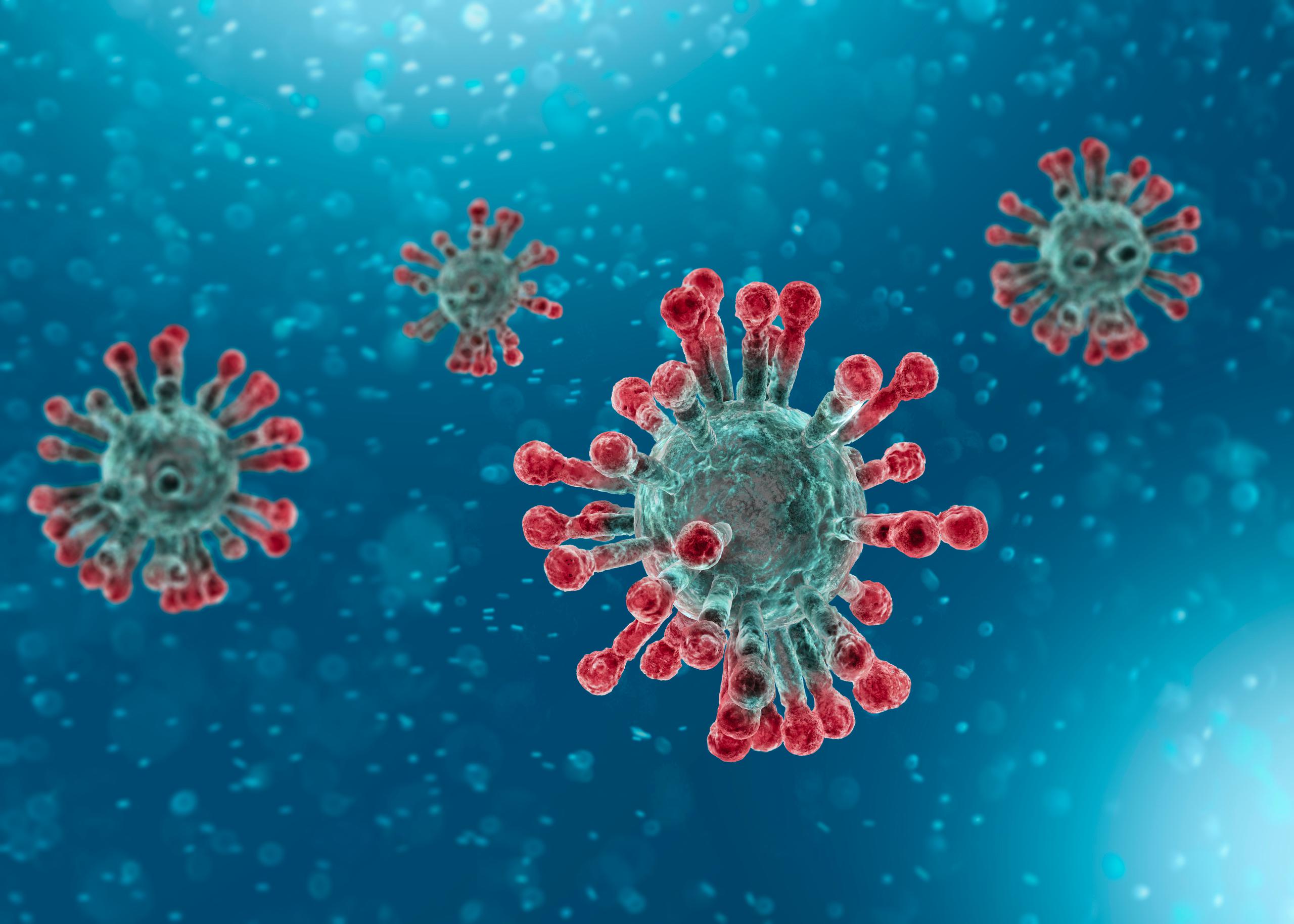Imagen mejorada del coronavirus SARS-CoV-2 tomada por un microscopio electrónico.