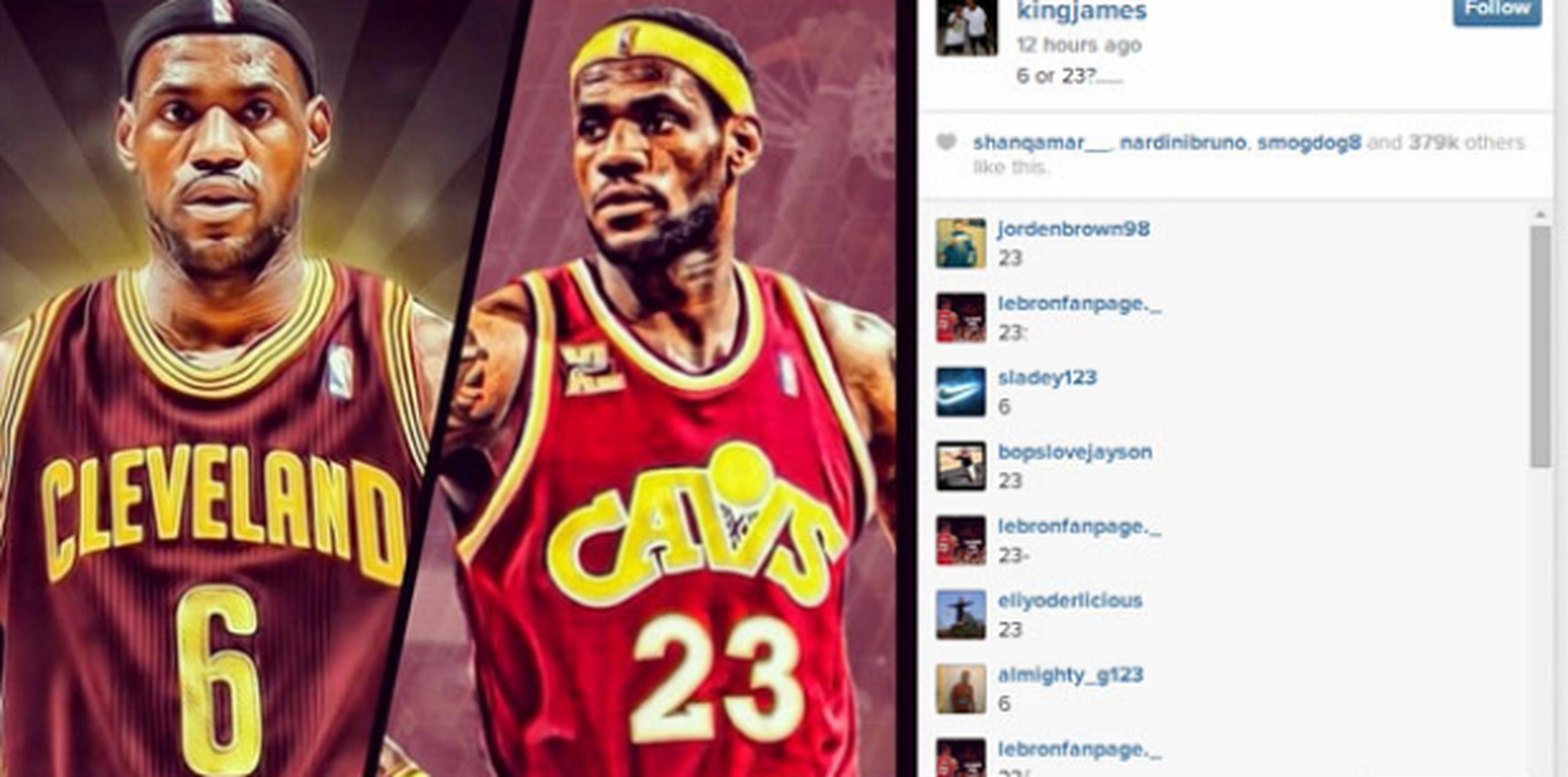 En la cuenta de Instagram de LeBron James se publicó una imagen con el canastero usando ambos números. (Instagram / King James) 
