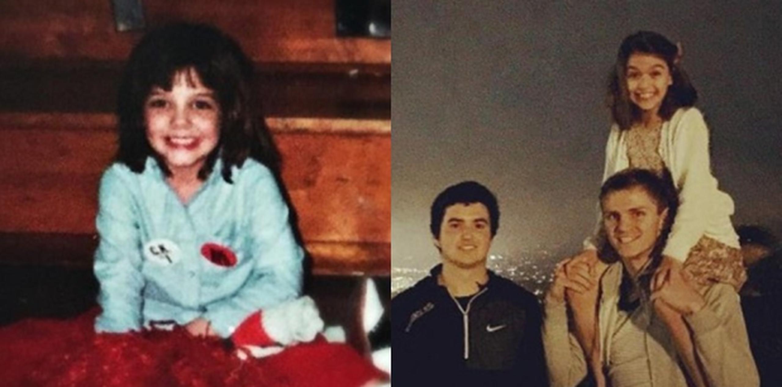 Katie Holmes de niña (izquierda) y Suri, junto a sus tíos (derecha) (Foto / Instagram)