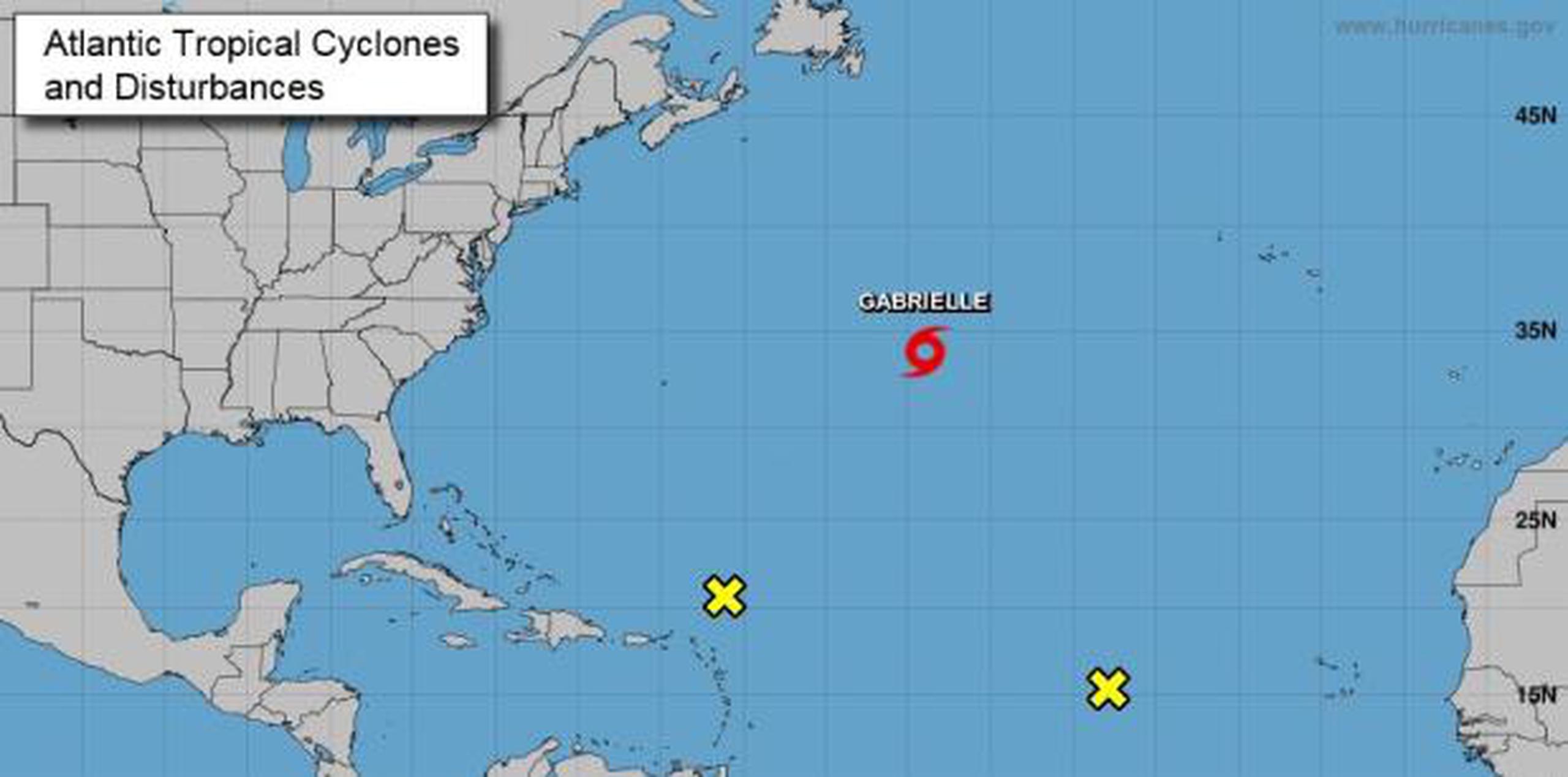 Gabrielle tiene vientos de 65 mph. (NOAA)
