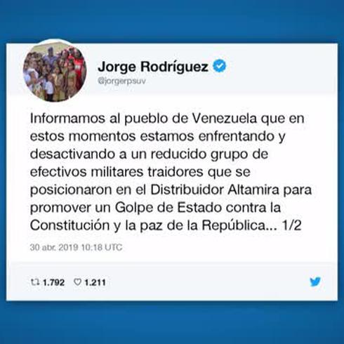 Gobierno de Venezuela anuncia que combatirá a militares "traidores"