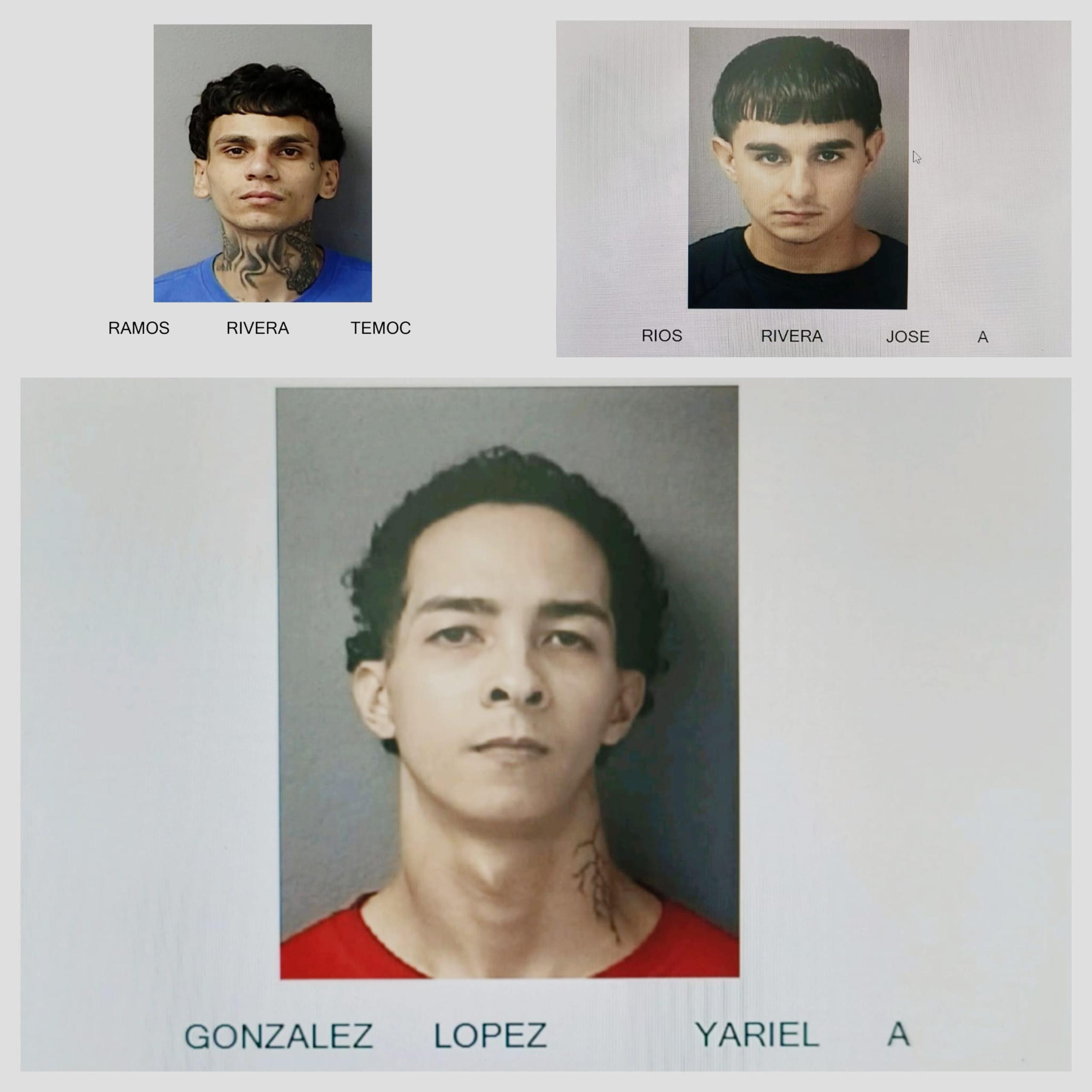 Temoc Ramos Rivera, José A. Ríos Rivera y Yariel A. González López, enfrentan cargos por robo tentativa de secuestro y violación a la Ley de Armas.