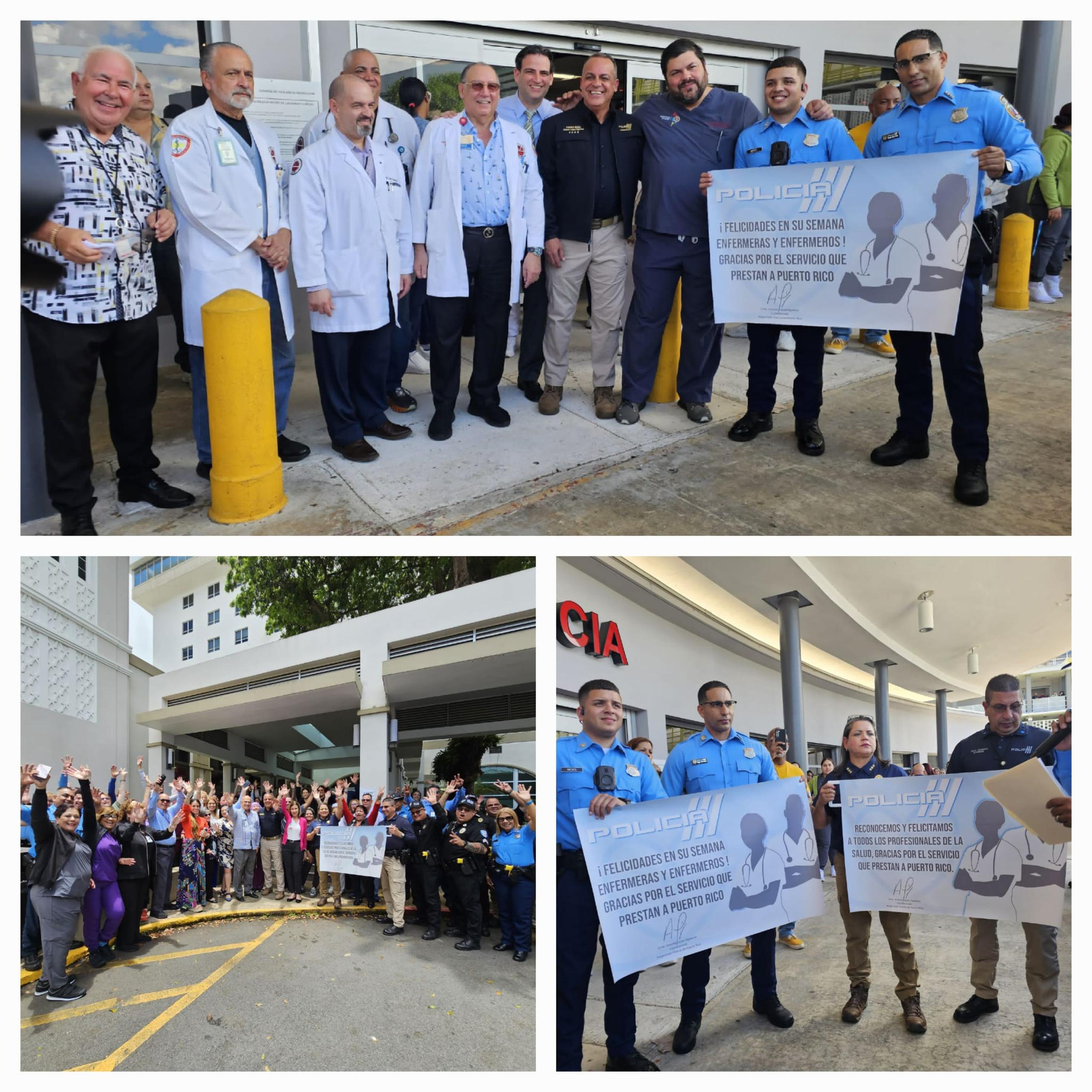 El Negociado de la Policía de Puerto Rico acudió hoy al Centro Médico de Puerto Rico, en Río Piedras, para honrar el trabajo que realizan a diario los profesionales de la salud, en especial a favor de las víctimas directas o colaterales del crimen.