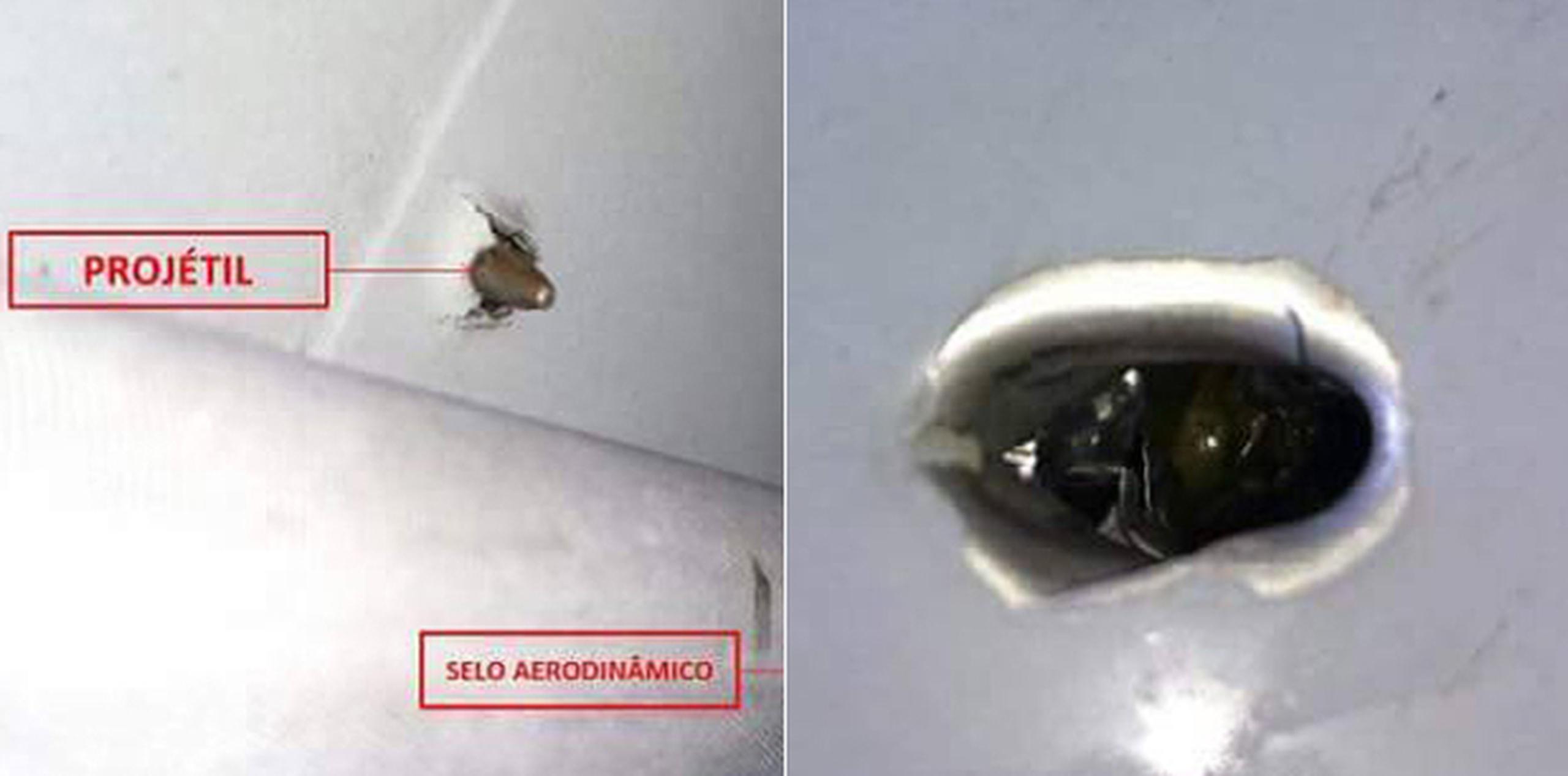 El proyectil fue hallado incrustado en una de las alas de la aeronave. (Aviation Safety Network)