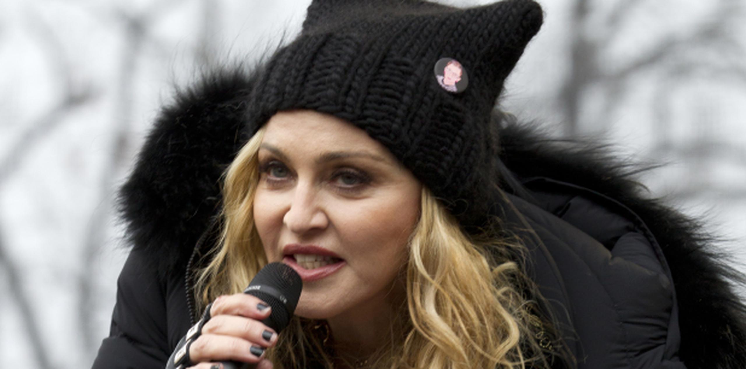 Madonna en la Marcha de las Mujeres. (AP)