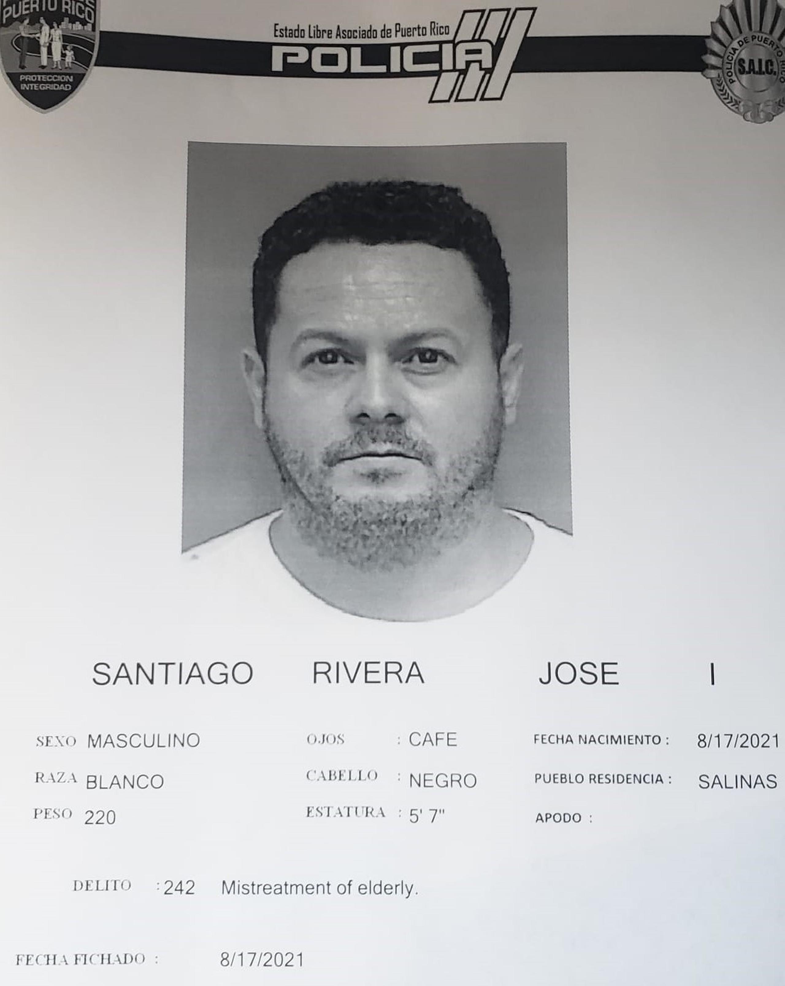 Ficha del imputado, José I. Santiago Rivera.