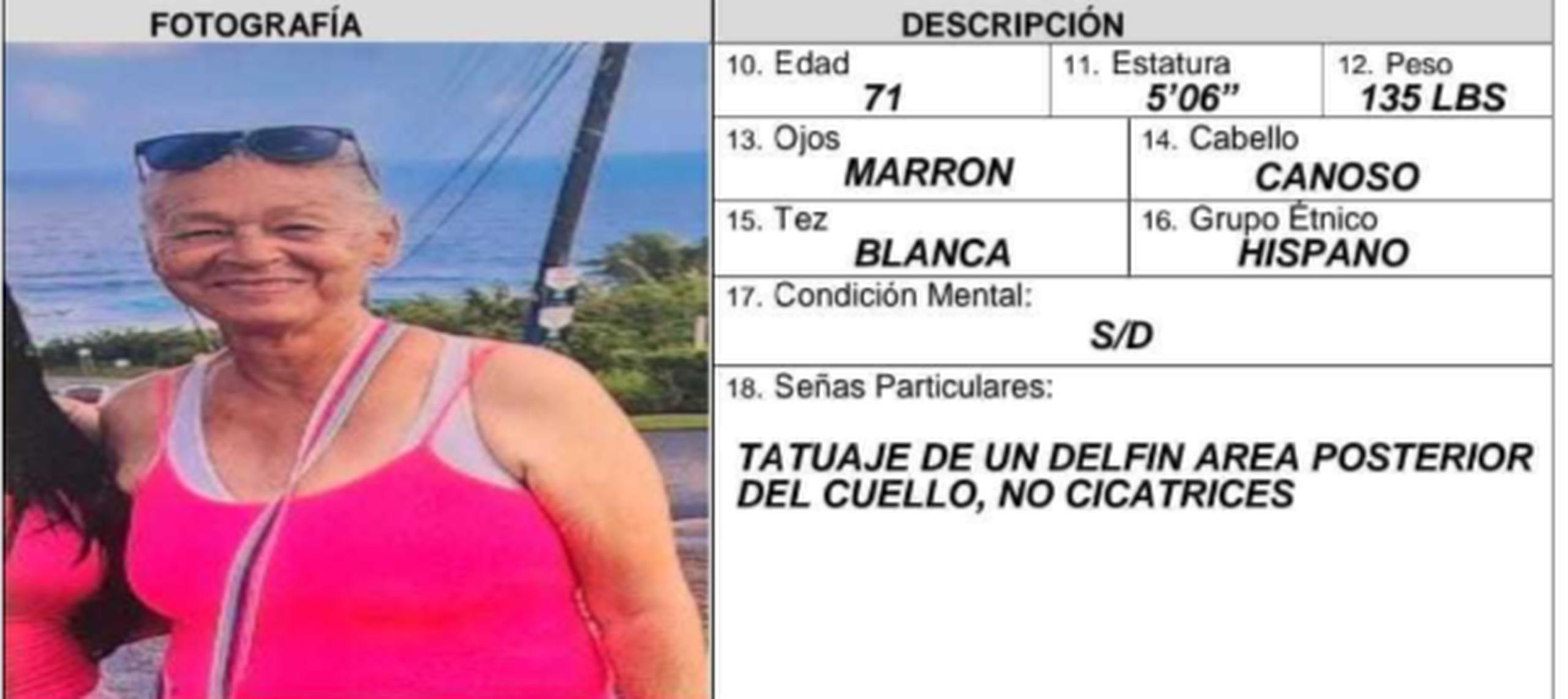 Carmen Rosa Rodríguez Rivera, reportada como desaparecida en San Juan
