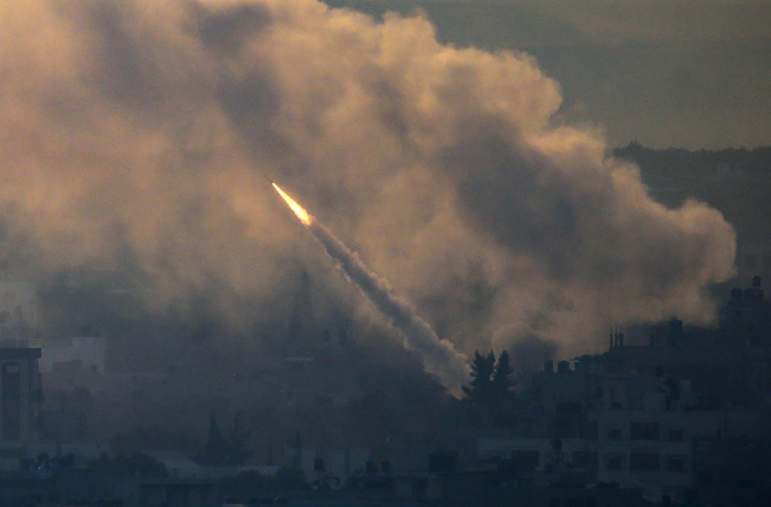 Uno de los cohetes lanzados desde Gaza contra Israel.