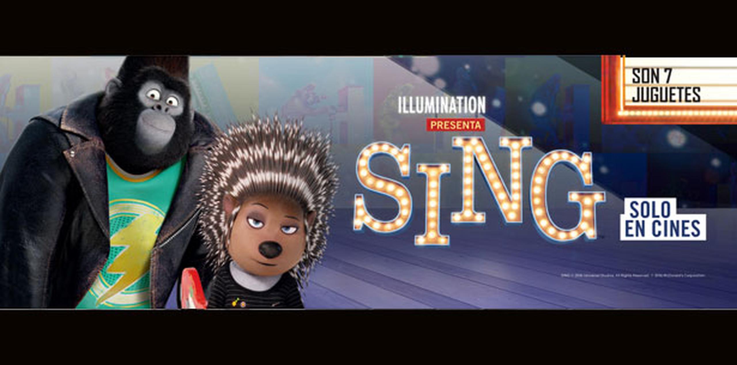 Sing, es la última película de Illumination y Universal, que muestra a un grupo de carismáticos y talentosos animales que compiten para convertirse en una estrella de canto. (Suministrada)