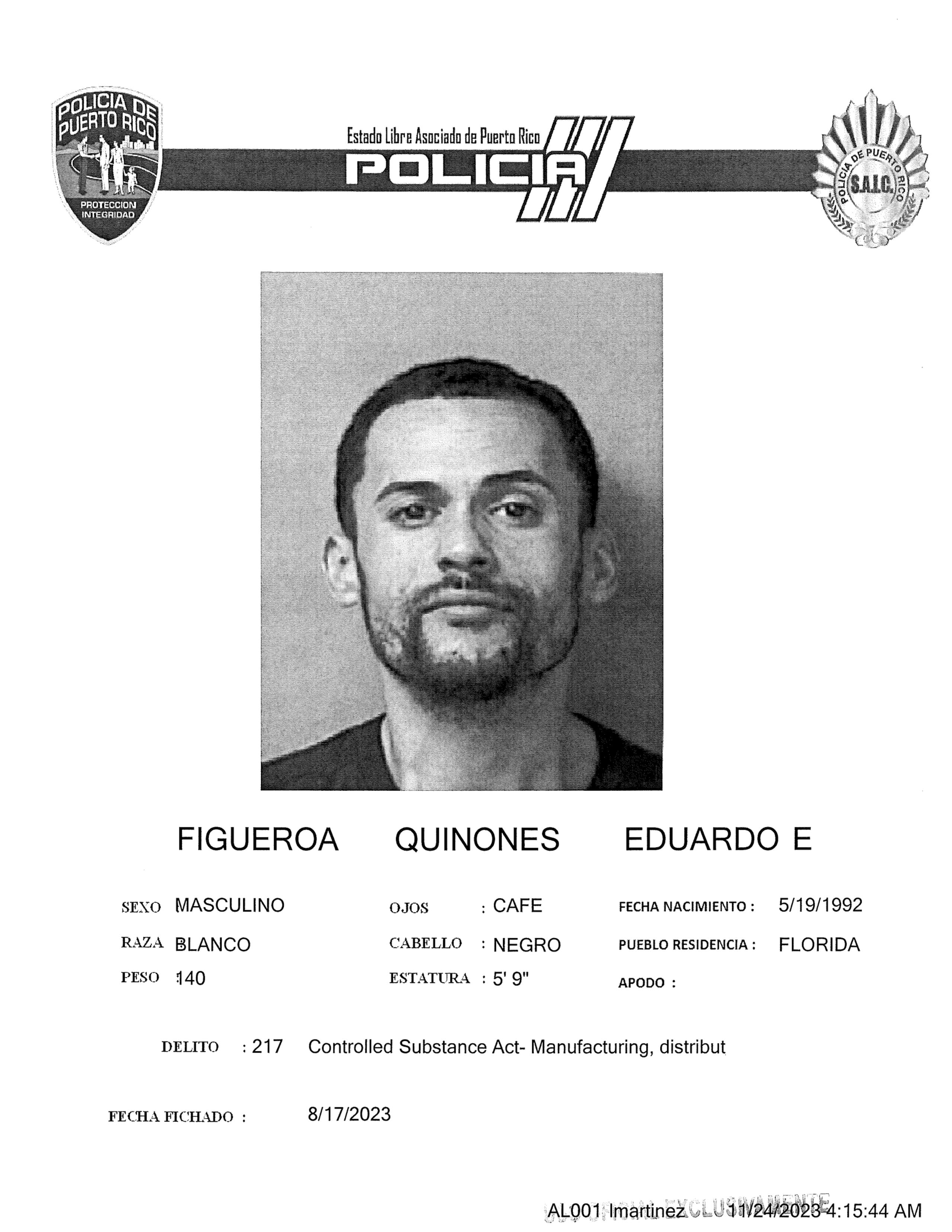Eduardo E. Figueroa Quiñones fue asesinado en el municipio de Florida el 23 de noviembre de 2023, Día de Acción de Gracias.