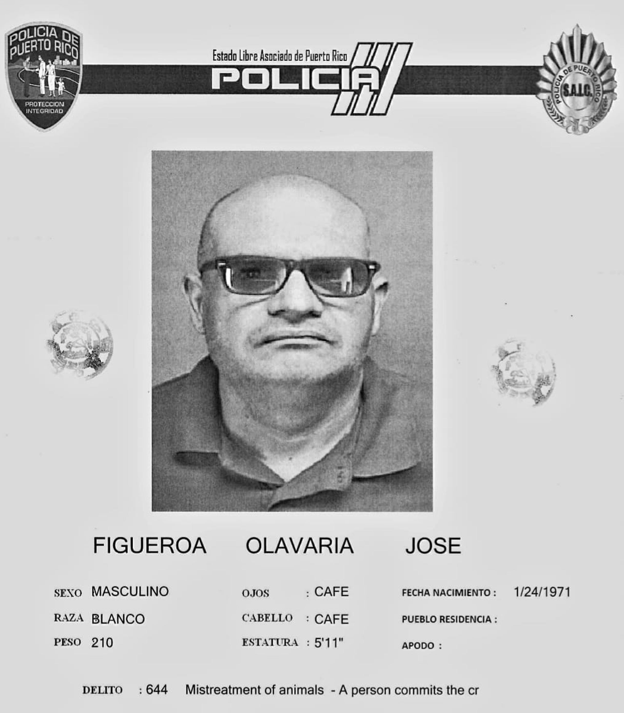 José Figueroa Olavarría enfrenta cargos por maltrato de animales.