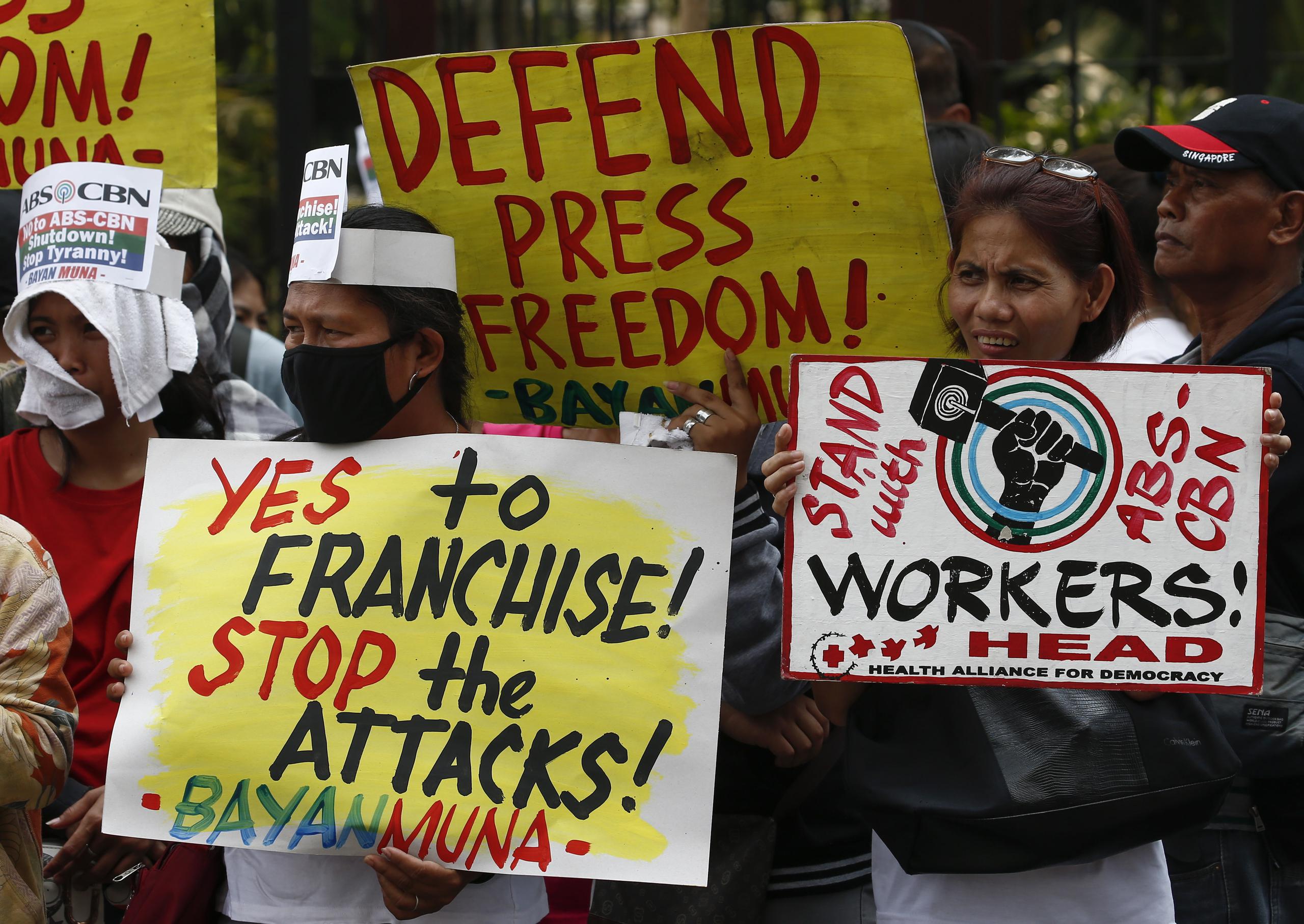 Manifestación por la libertad de prensa en Manila.