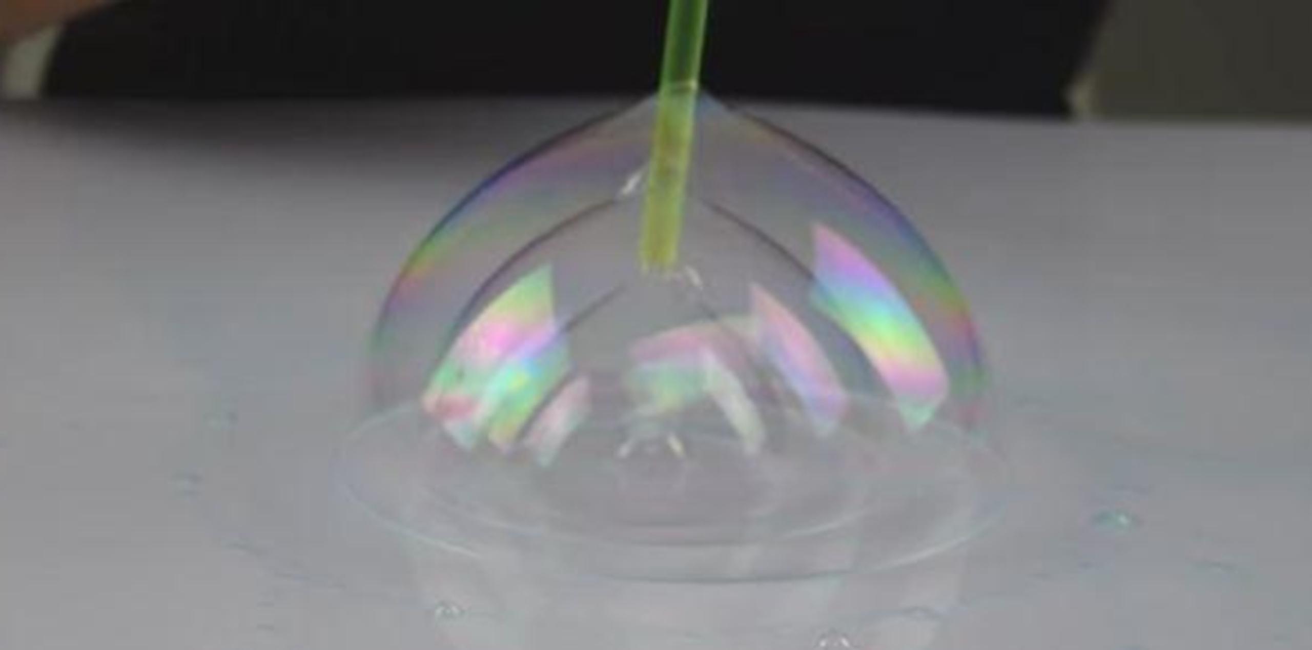 Vertiendo sobre una superficie plana una solución, se puede ingresar una pajilla al interior de una burbuja para que crezcan otras. (Captura / YouTube)