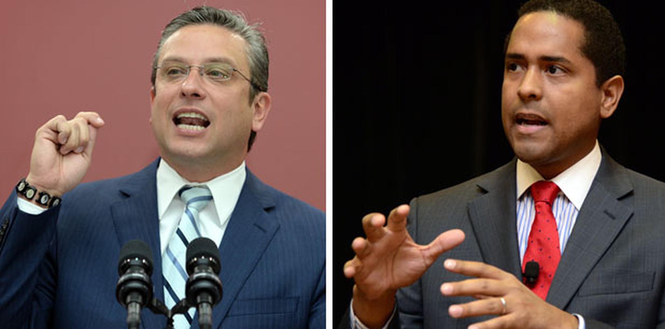 De izquierda a derecha, el gobernador Alejandro García Padilla y el excandidato a comisionado residente en Washington por el Partido Popular Democrático (PPD), Cox Alomar.  (Archivo)