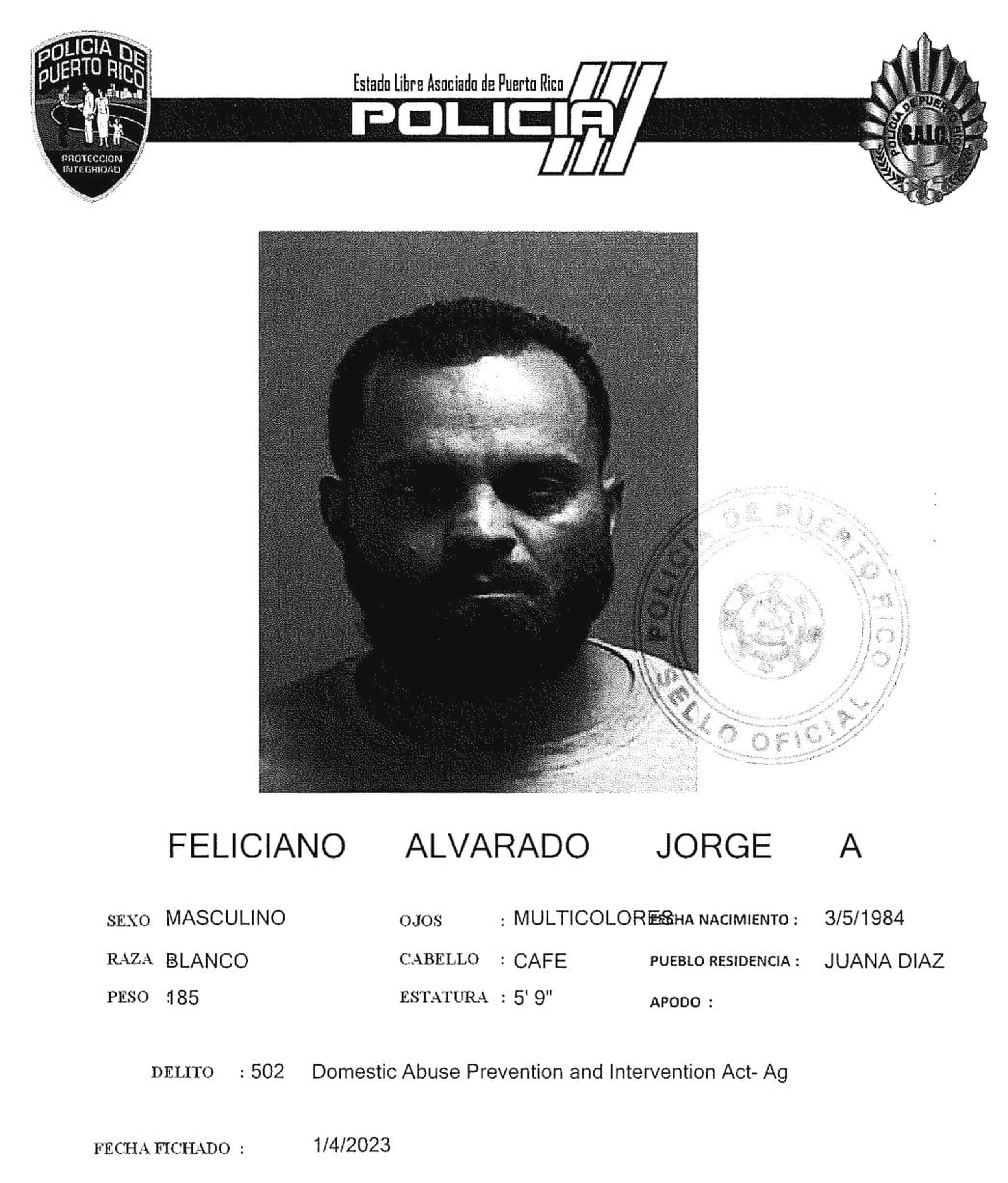 La jueza Adria Cruz Cruz, del Tribunal de Ponce, determinó causa para arresto contra Jorge Feliciano Alvarado por violación al artículo 3.2(D) por maltrato agravado bajo la Ley 54 para la Prevención e Intervención con la Violencia Doméstica.