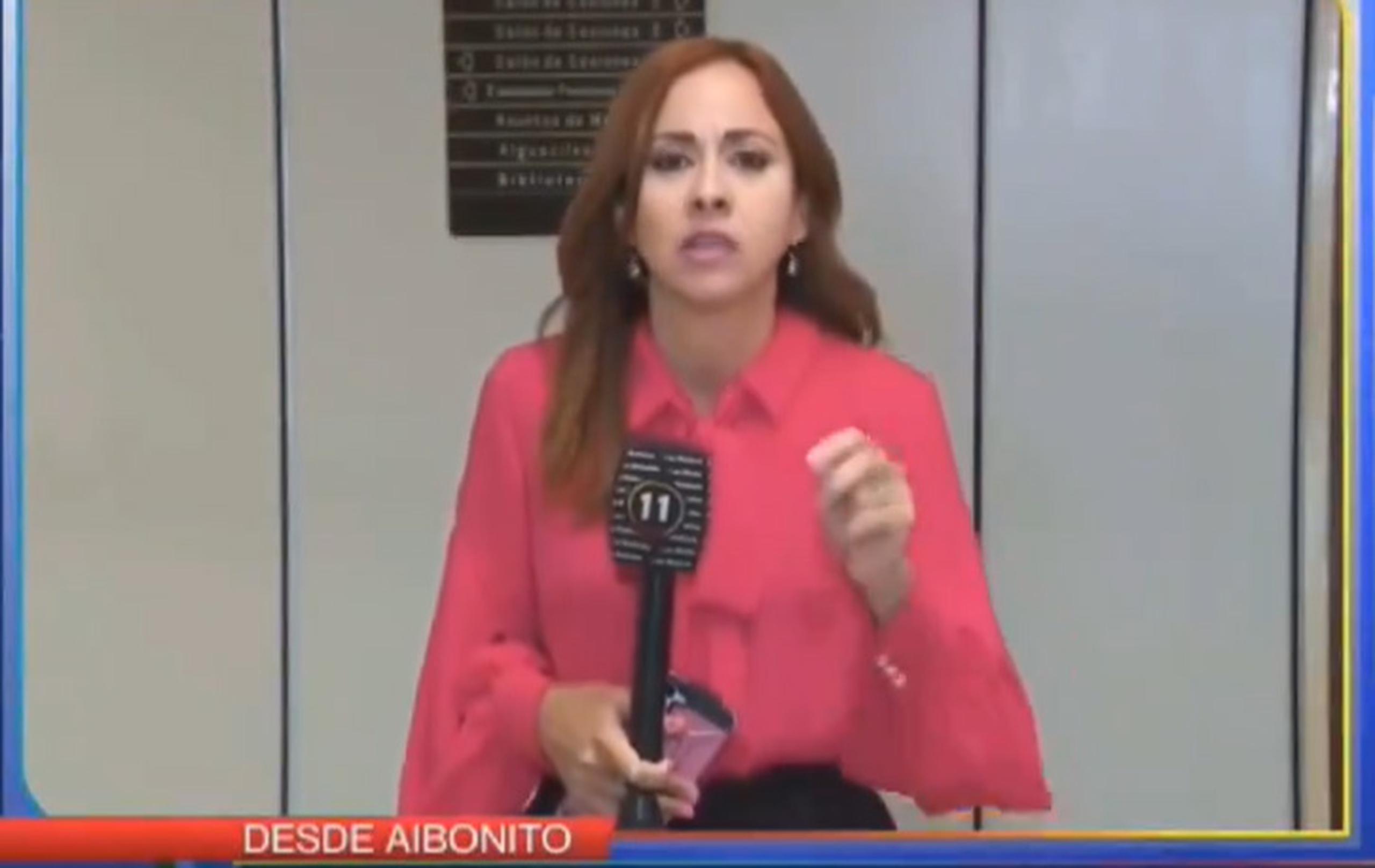 Elsa Velázquez durante la transmisión de "Las Noticias del mediodía"