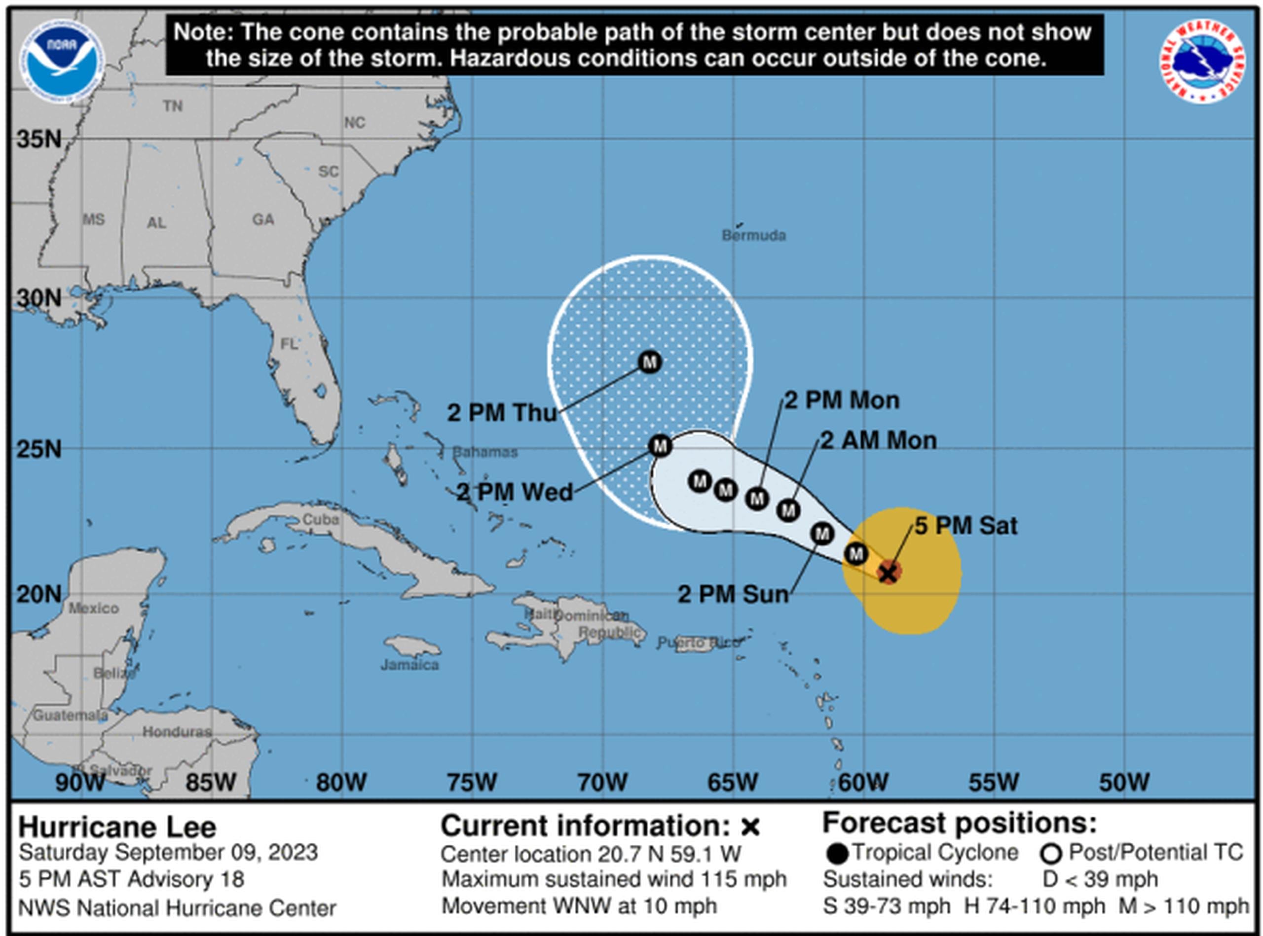 Aunque pasará a una distancia segura de la Isla, el huracán Lee podría dejar de dos a cuatro pulgadas de lluvia sobre la zona local y provocar inundaciones costeras debido al fuerte oleaje asociado al sistema.