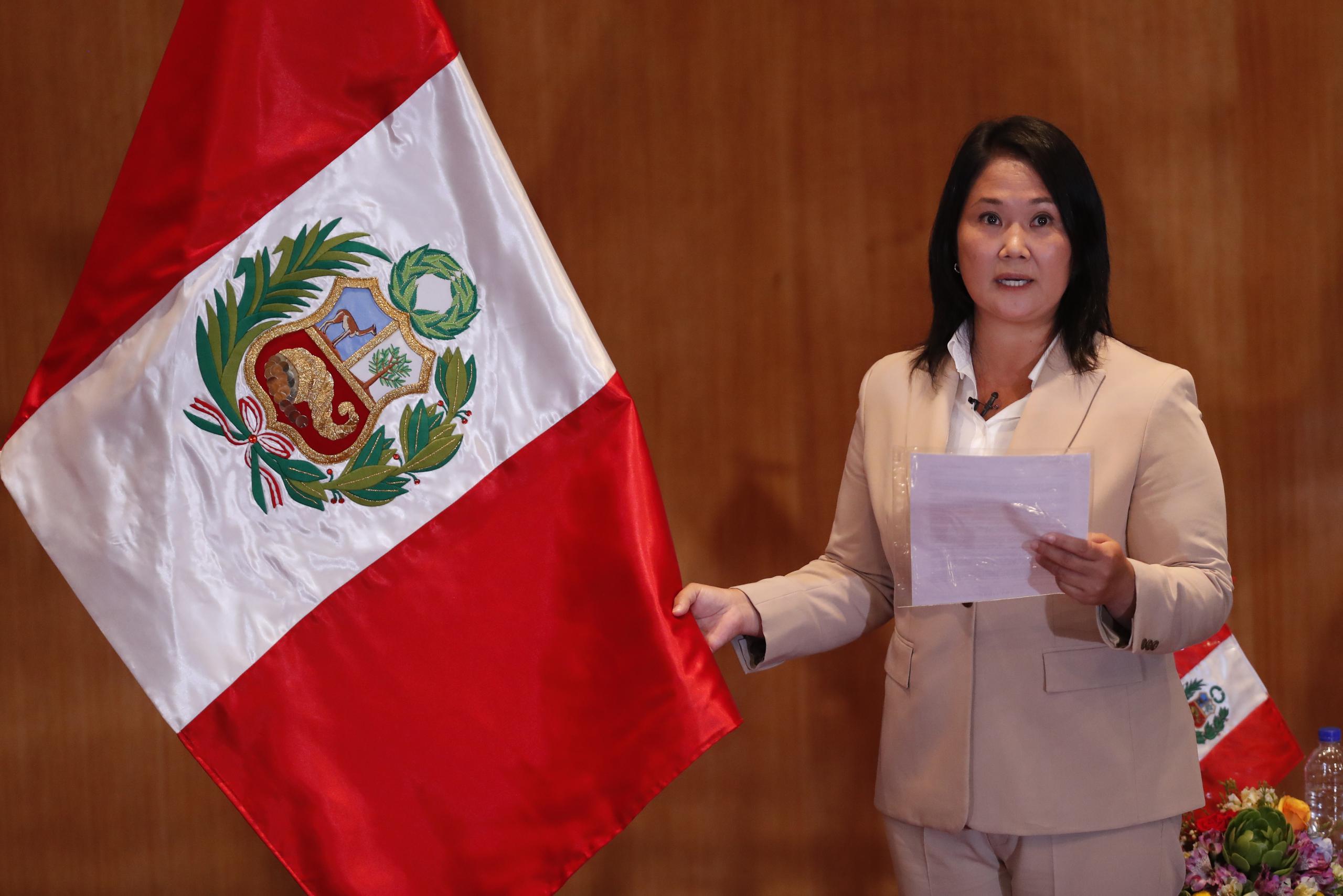 En la imagen, la candidata presidencial peruana Keiko Fujimori, del partido Fuerza Popular.