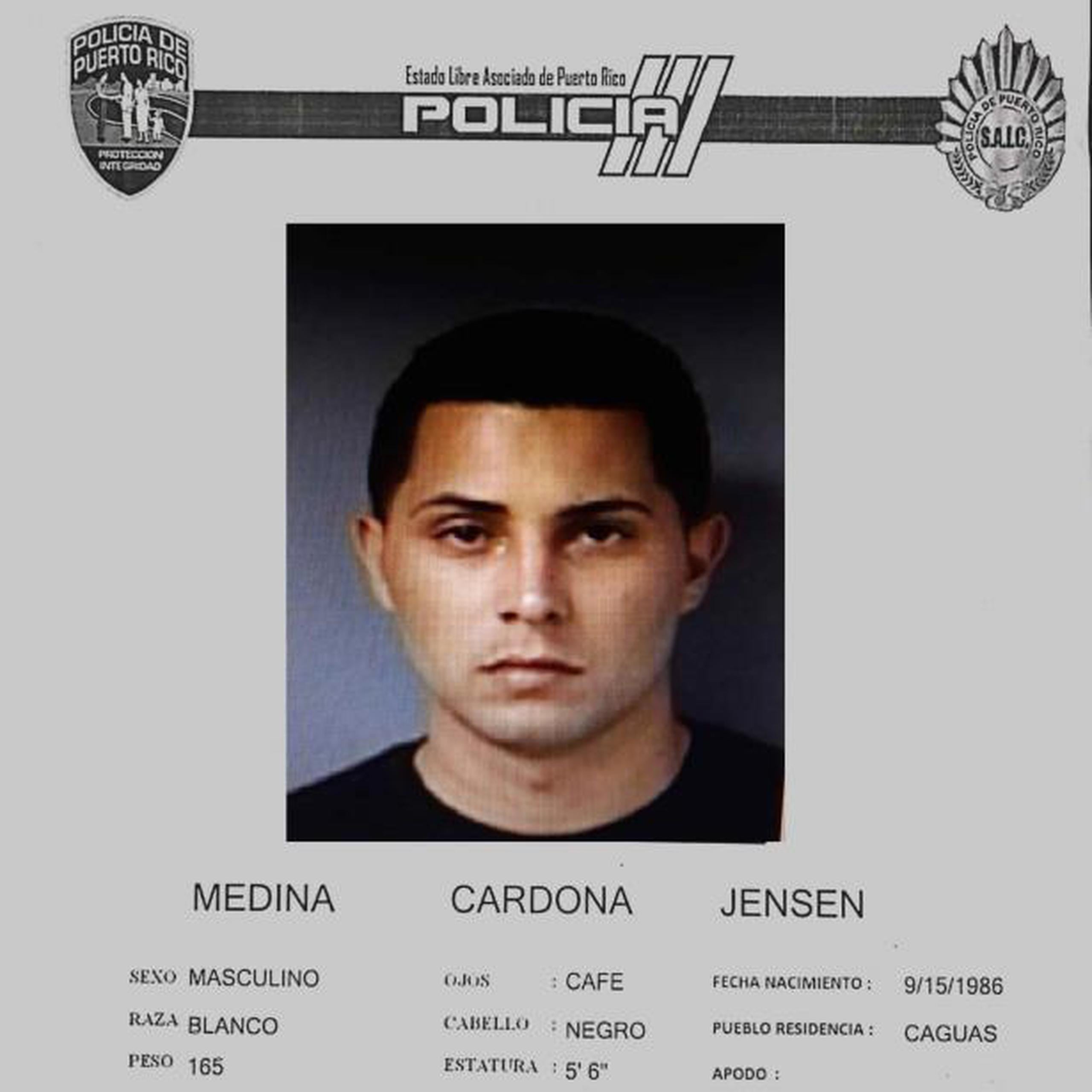 Ficha policíaca de Jensen Medina Cardona. (Suministrada)