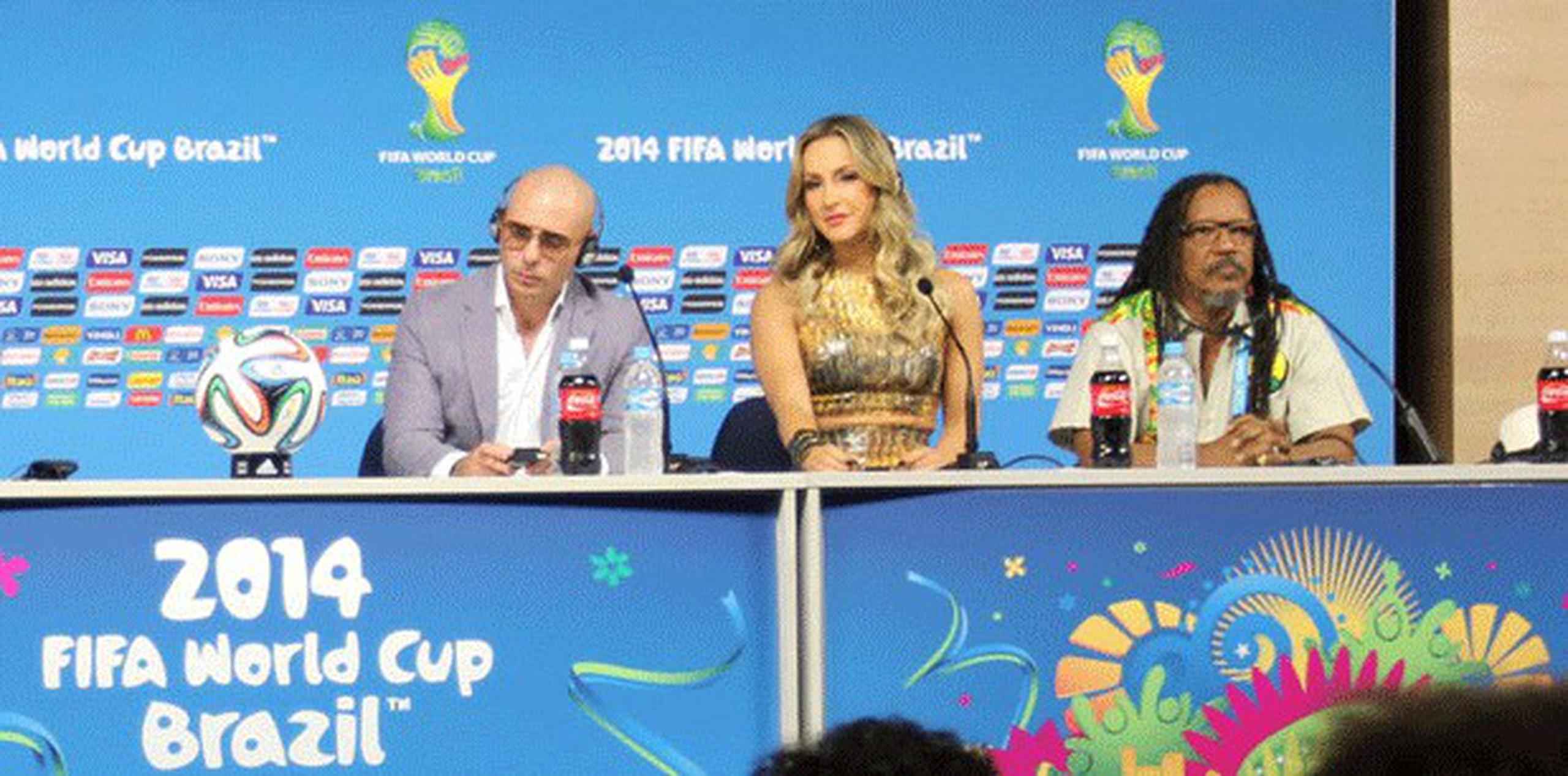 En la conferencia de prensa estuvo Pitbull, Claudia Leitte y João Jorge Santos Rodrigues, para hablar del espectáculo. (alex.figueroa@gfrmedia.com)