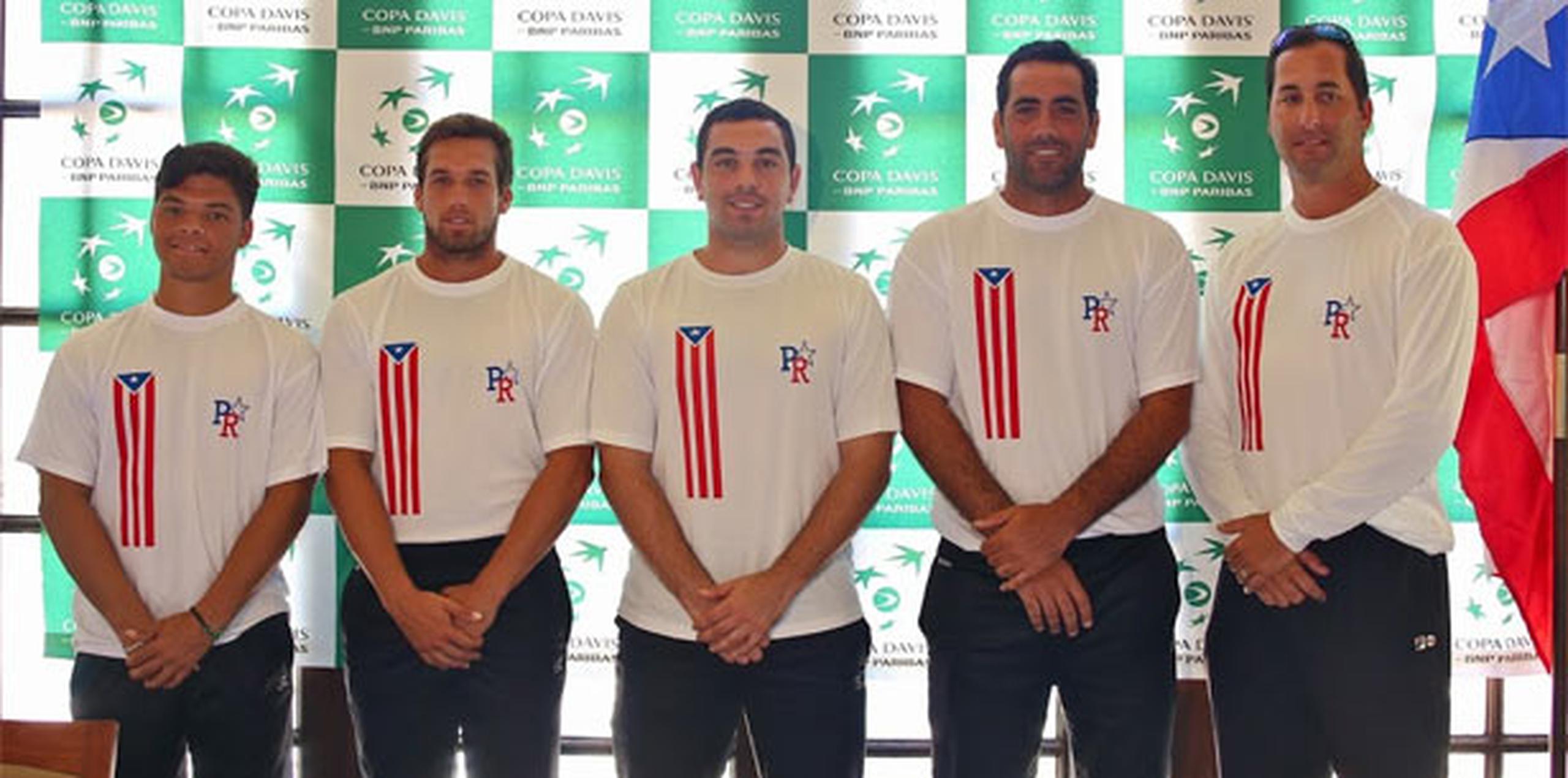 En la foto, el Equipo Nacional boricua de tenis que participará en la Copa Davis. (Suministrada/Puerto Rico Tenis María T. Orro)