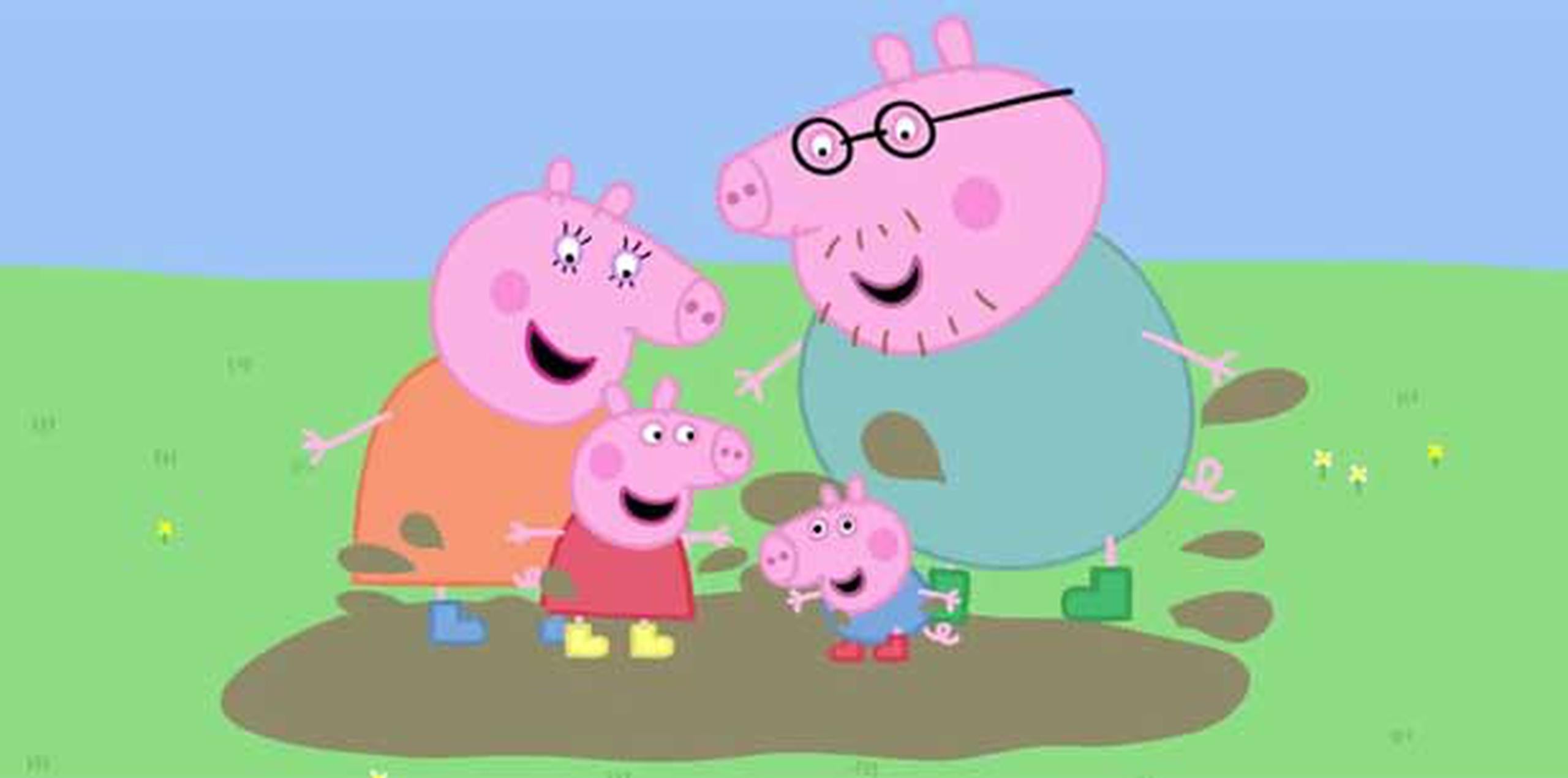 La familia de Peppa se compone de cuatro integrantes que, a juzgar por las constantes carcajadas, son muy felices. (YT)