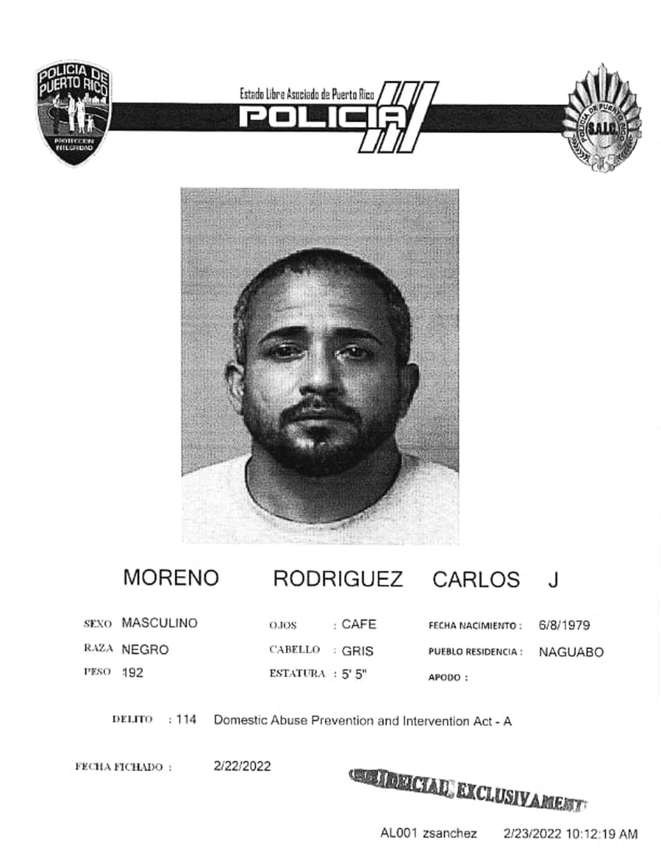 Carlos J. Moreno Rodríguez fue acusado por violencia de género, ya que se alega acechó a su expareja utilizando un rastreador electrónico.