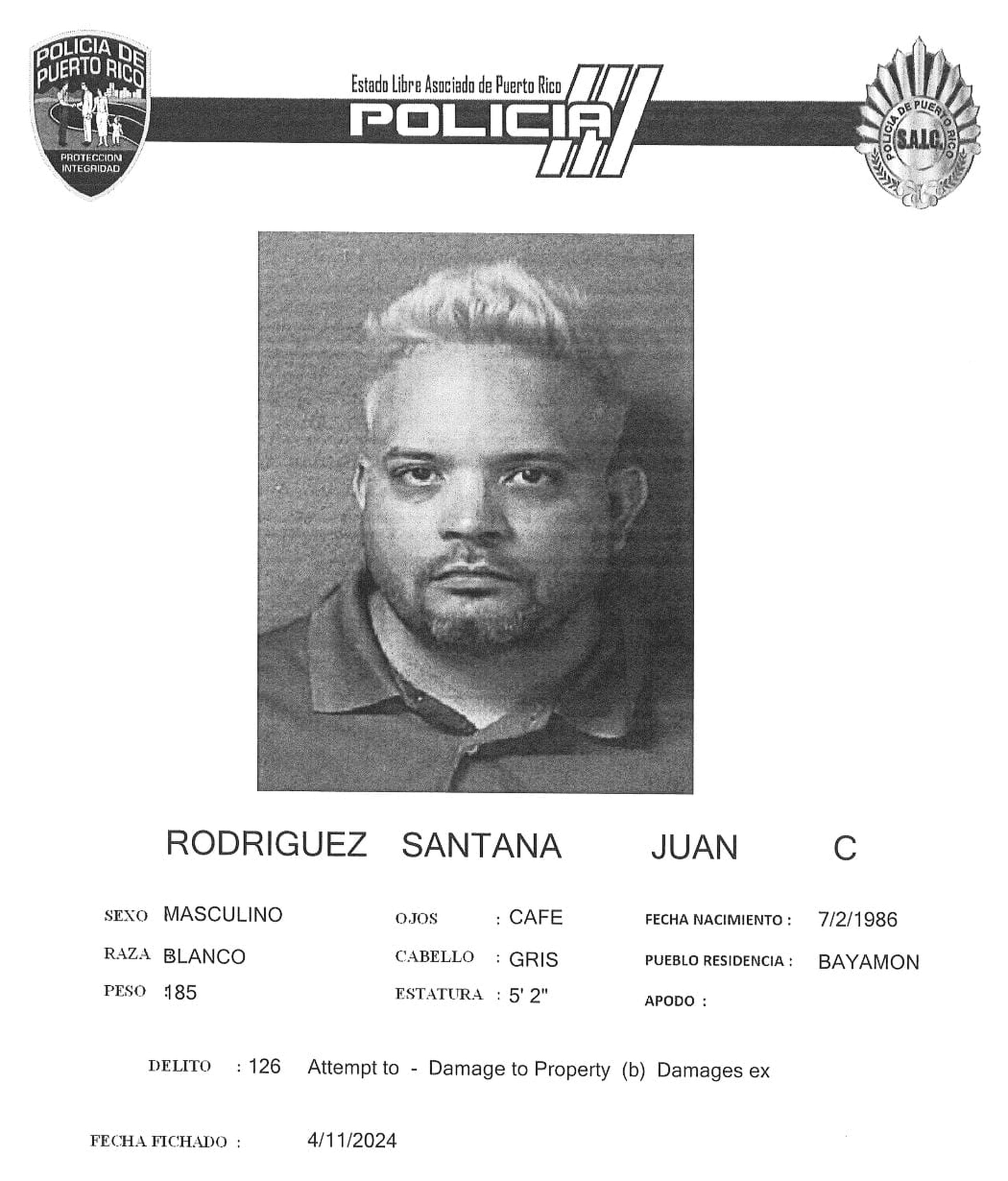 Juan C. Rodríguez Santana fue acusado por cargos de asesinato, tentativa de asesinato y violación a la Ley de Armas, en Culebra.
