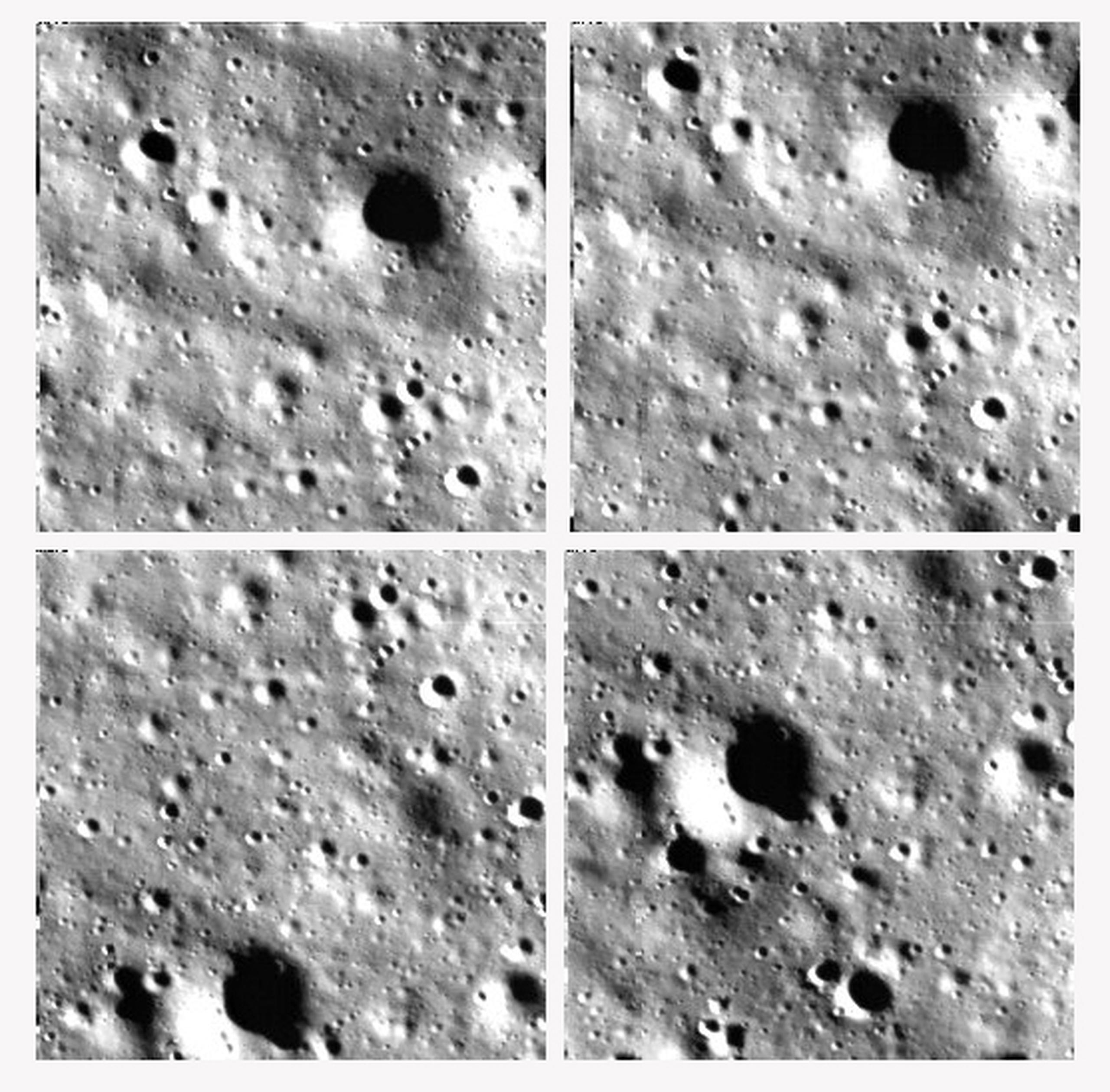 La Agencia Espacial de la India subió ayer imágenes de la Luna tomadas durante la etapa de alunizaje de su misión espacial Chandrayaan-3 en el polo sur de la Luna. EFE/Agencia Espacial de la India
