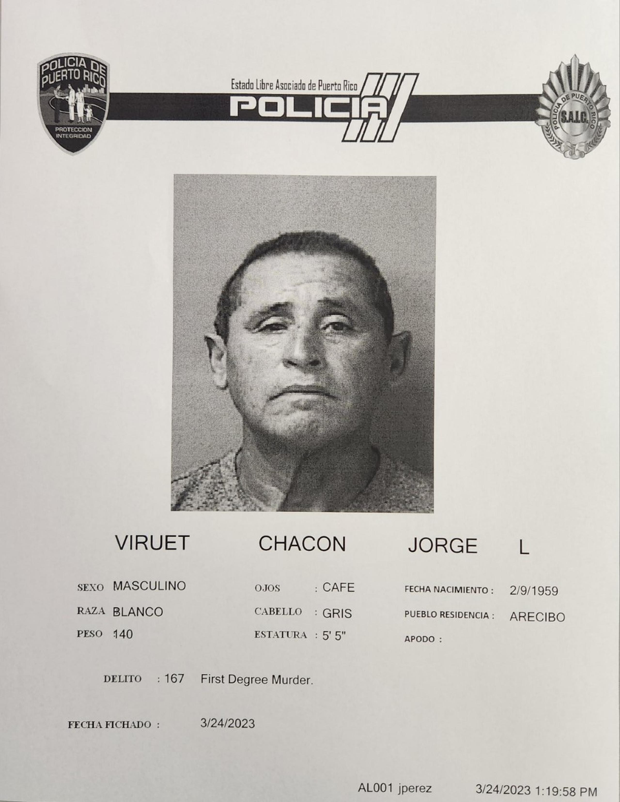 Jorge Luis Viruet Chacón, de 64 años, fue ingresado en prisión tras ser acusado por el crimen de su inquilino en la urbanización Víctor Rojas II, en Arecibo.