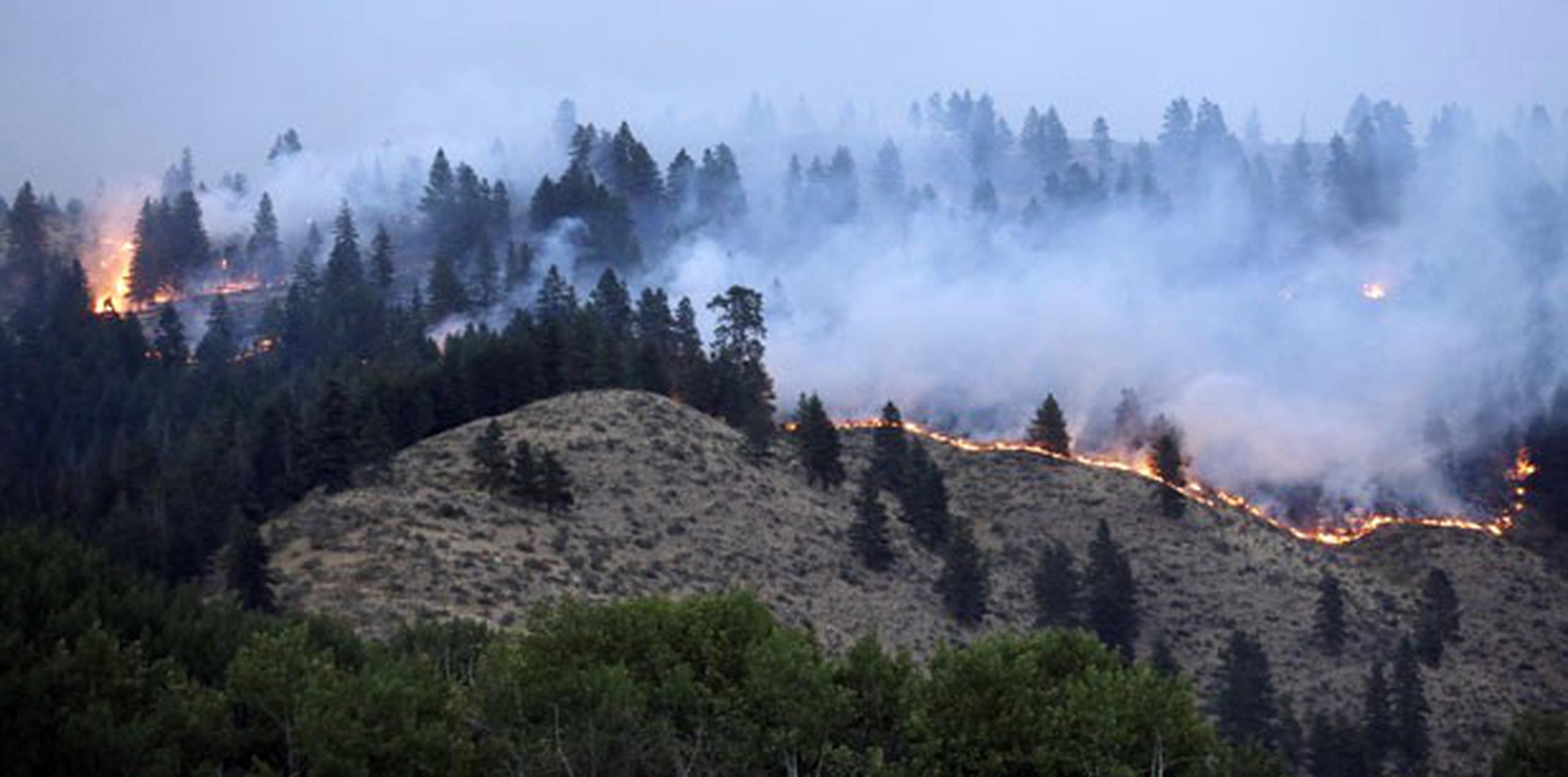 Hay unos 50 incendios activos en Washington, según el gobernador del estado, debido a una combinación de clima húmedo y seco, fuertes vientos y rayos. (AP Photo/Elaine Thompson)