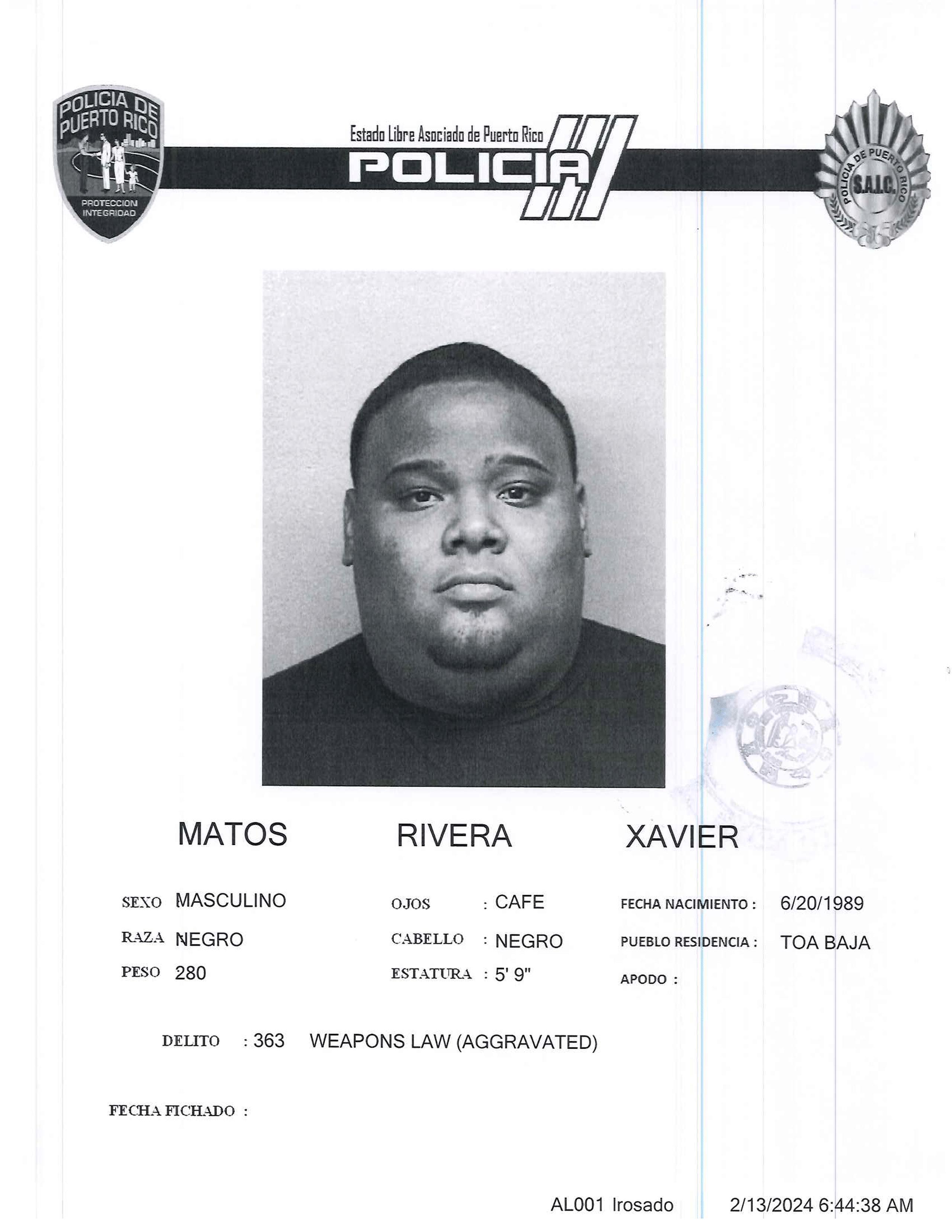 Xavier Matos Rivera, conocido como “Maco”, se presume que era la tarjeta de los gatilleros que dispararon en el negocio La casita del árbol, en Toa Baja, el 12 de febrero de 2024, tiroteo que resultó en la tercera masacre del 2024.