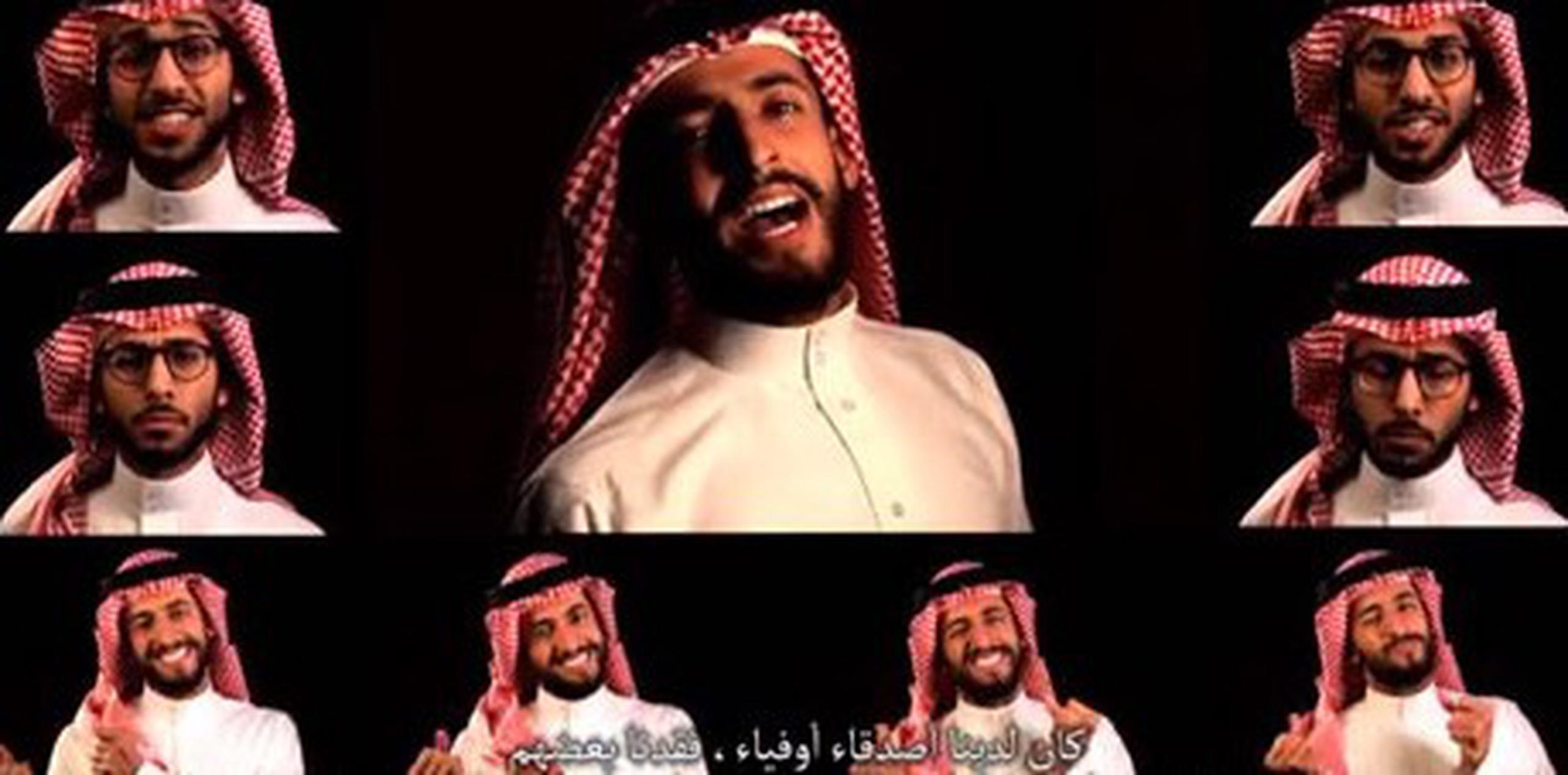 El cómico Hisham Fageeh vestido al modo tradicional saudí en el vídeo "No Woman, no Drive". (Youtube)