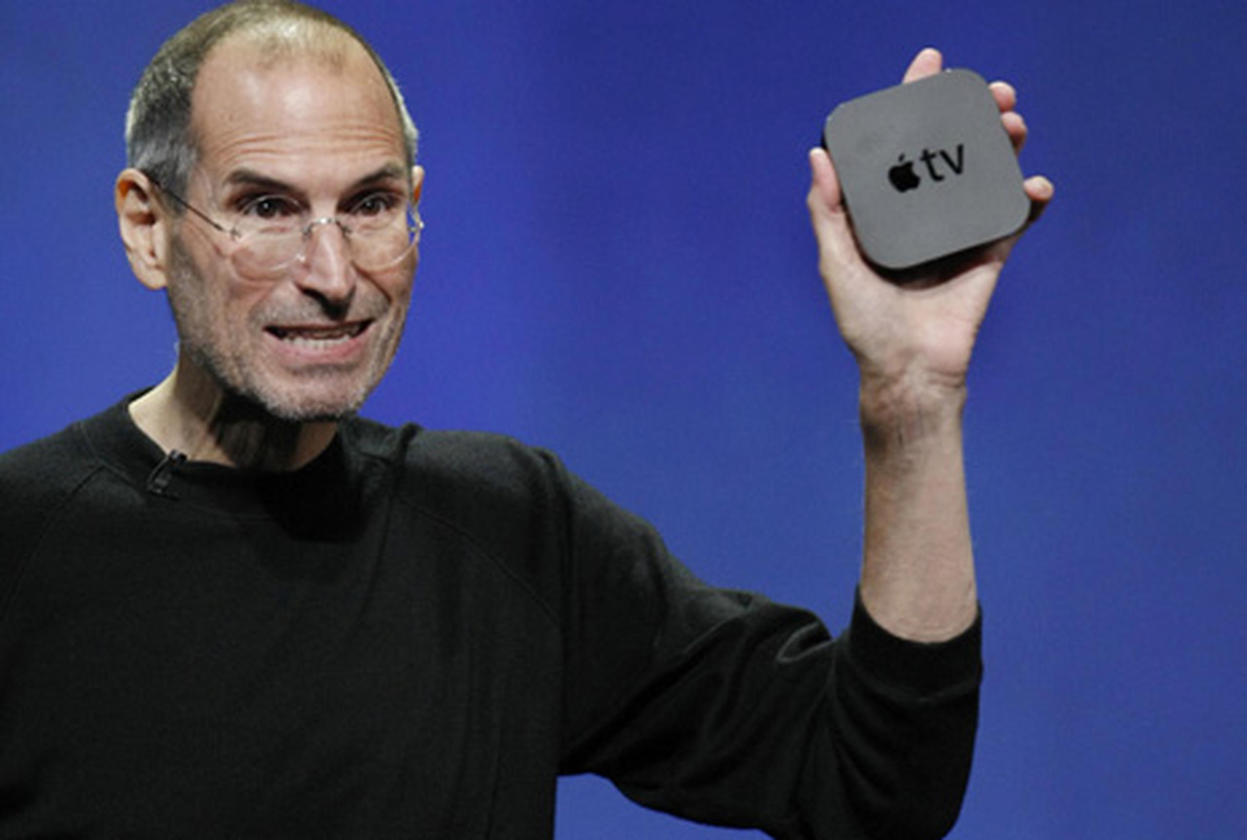 El nuevo aparato que presentó hoy Steve Jobs sólo permitirá a las personas alquilar contenido, no comprarlo. (AP)