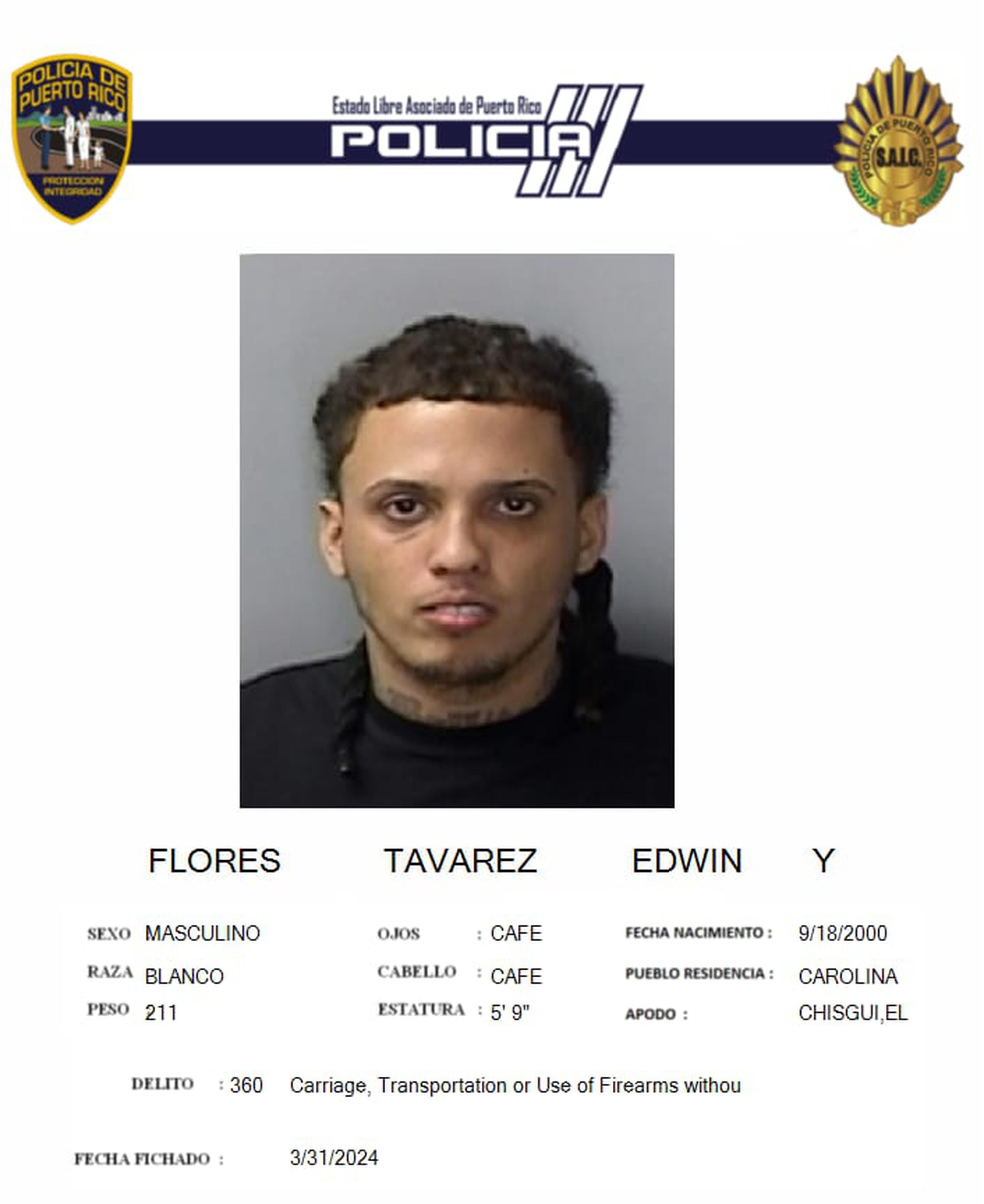 Edwin Y. Flores Tavarez fue acusado por un gran jurado federal como uno de los participantes del crimen de dos adolescentes en Loíza.