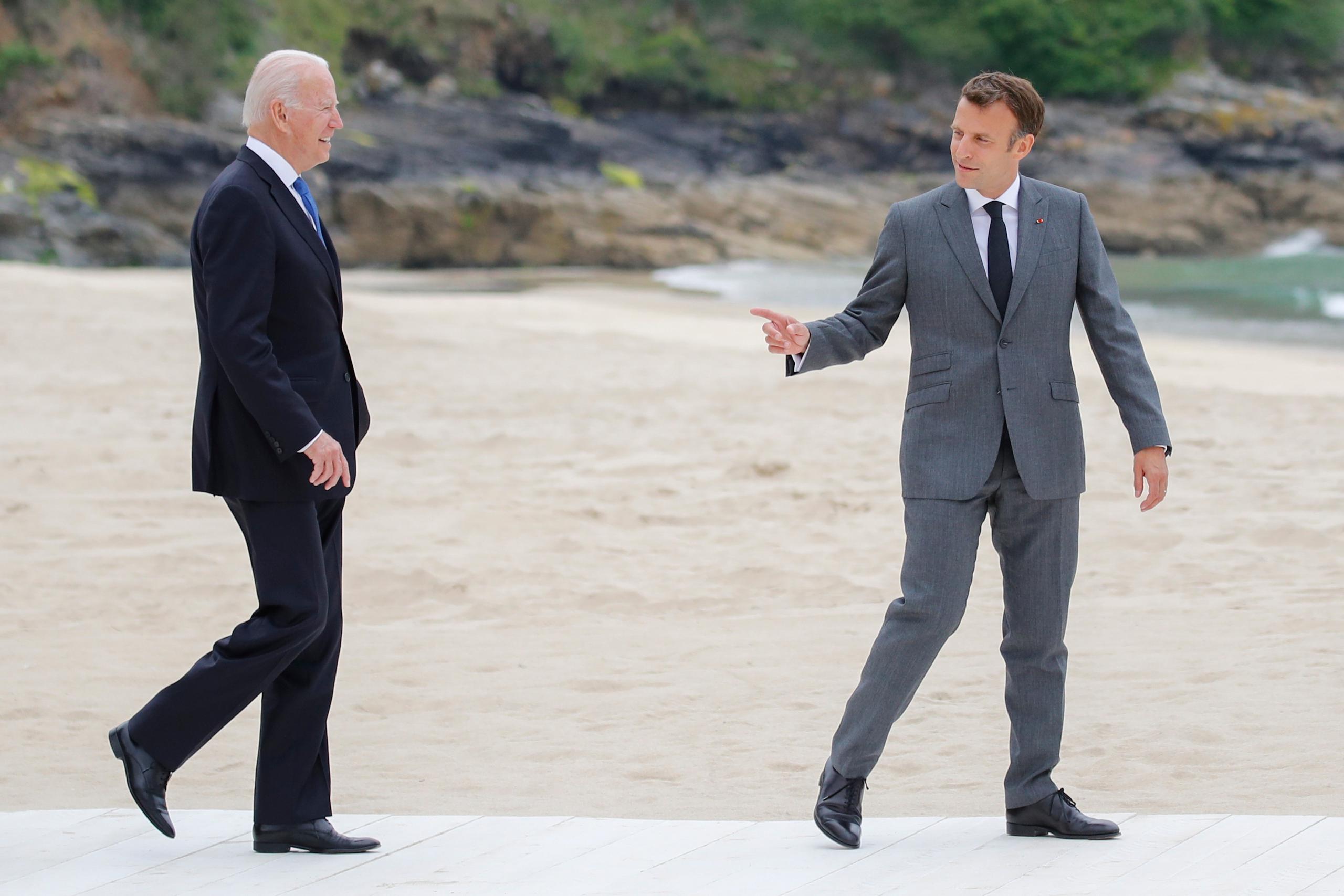 El presidente de Estados Unidos, Joe Biden, y el de Francia, Emmanuel Macron.