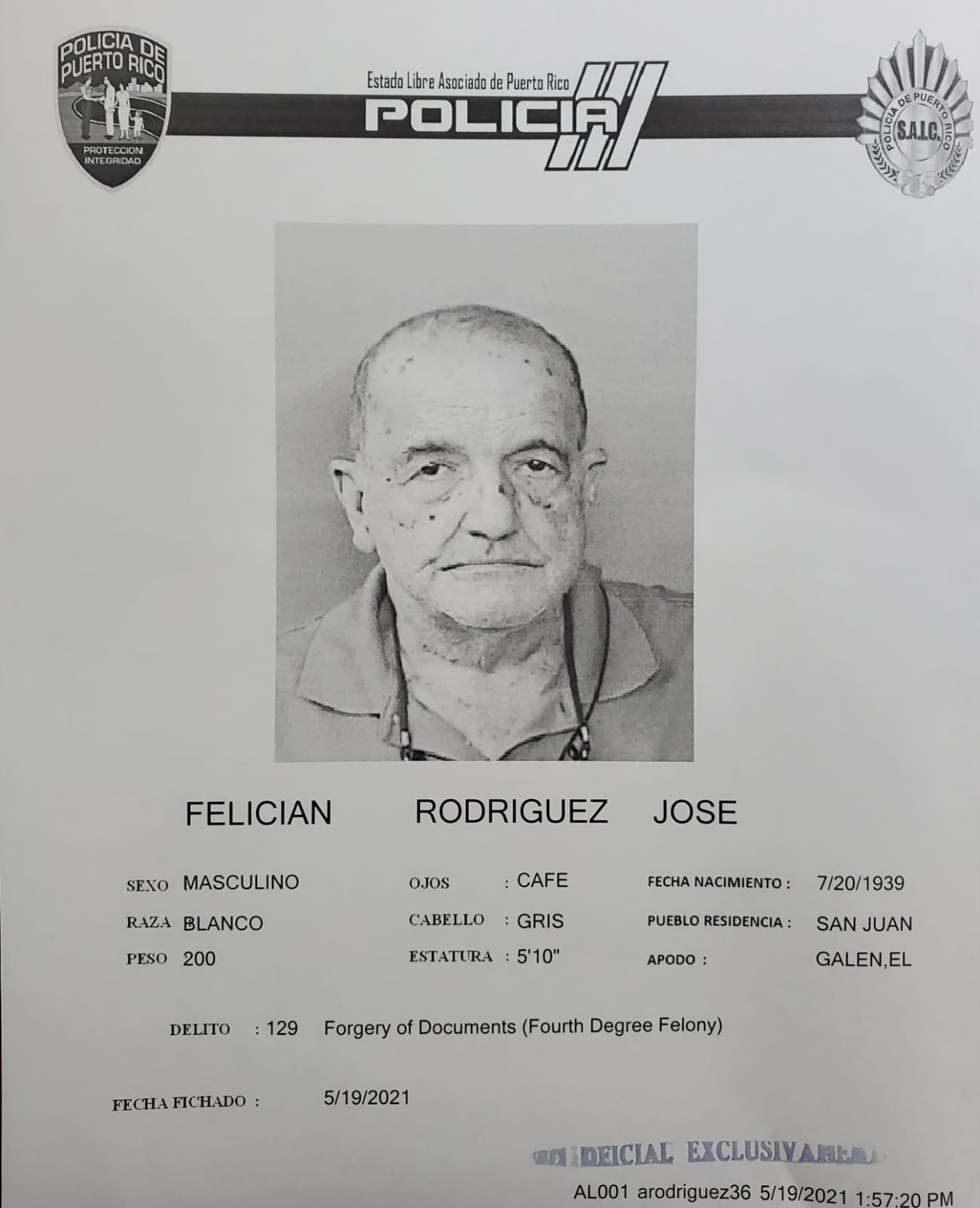 José A. Feliciano Rodríguez, quedó en libertad al prestar una fianza de $30,000, la cual fue diferida a través del Programa de Servicios con Antelación a Juicio.