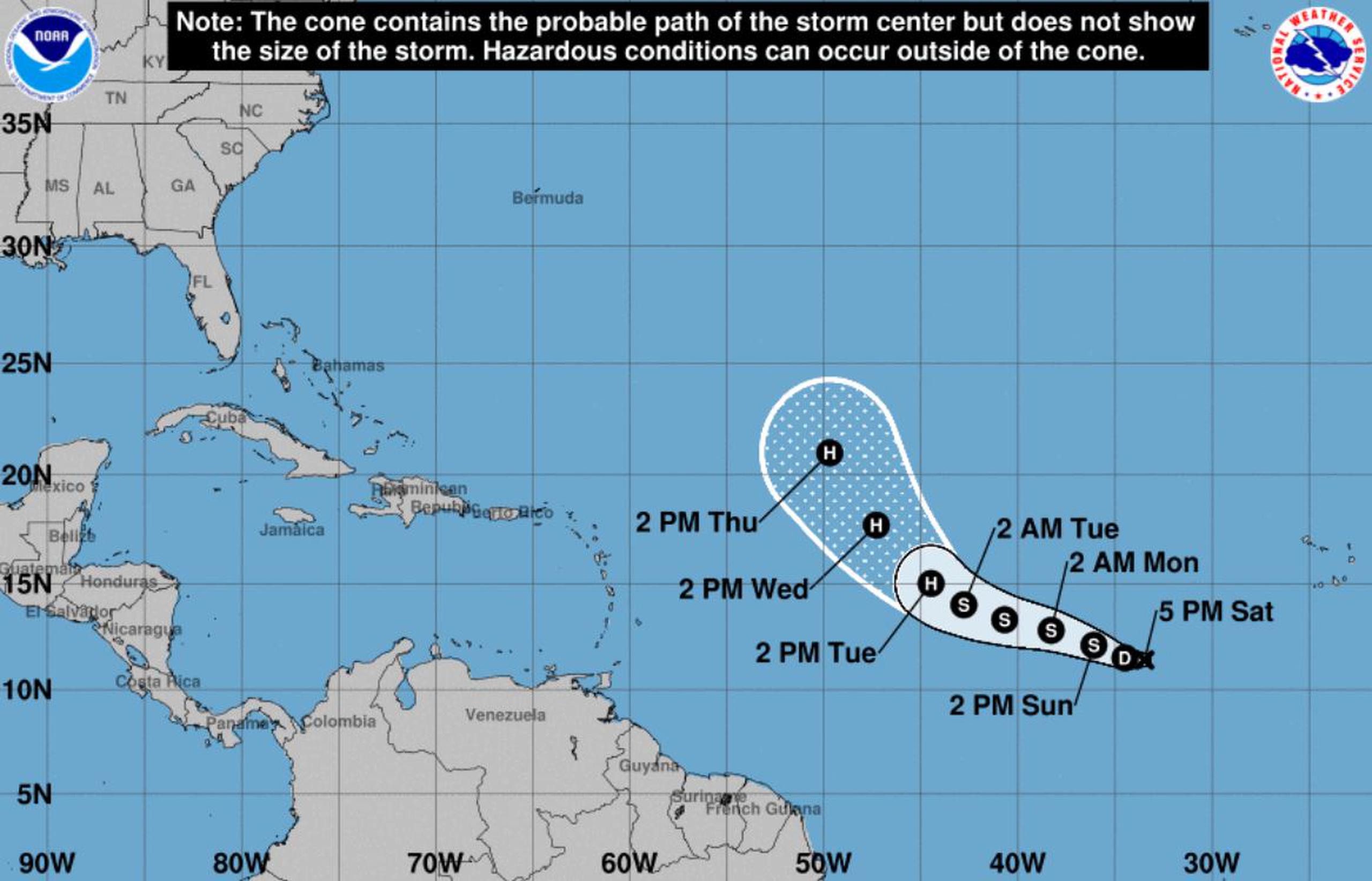 Posible trayectoria de la depresión tropical 20