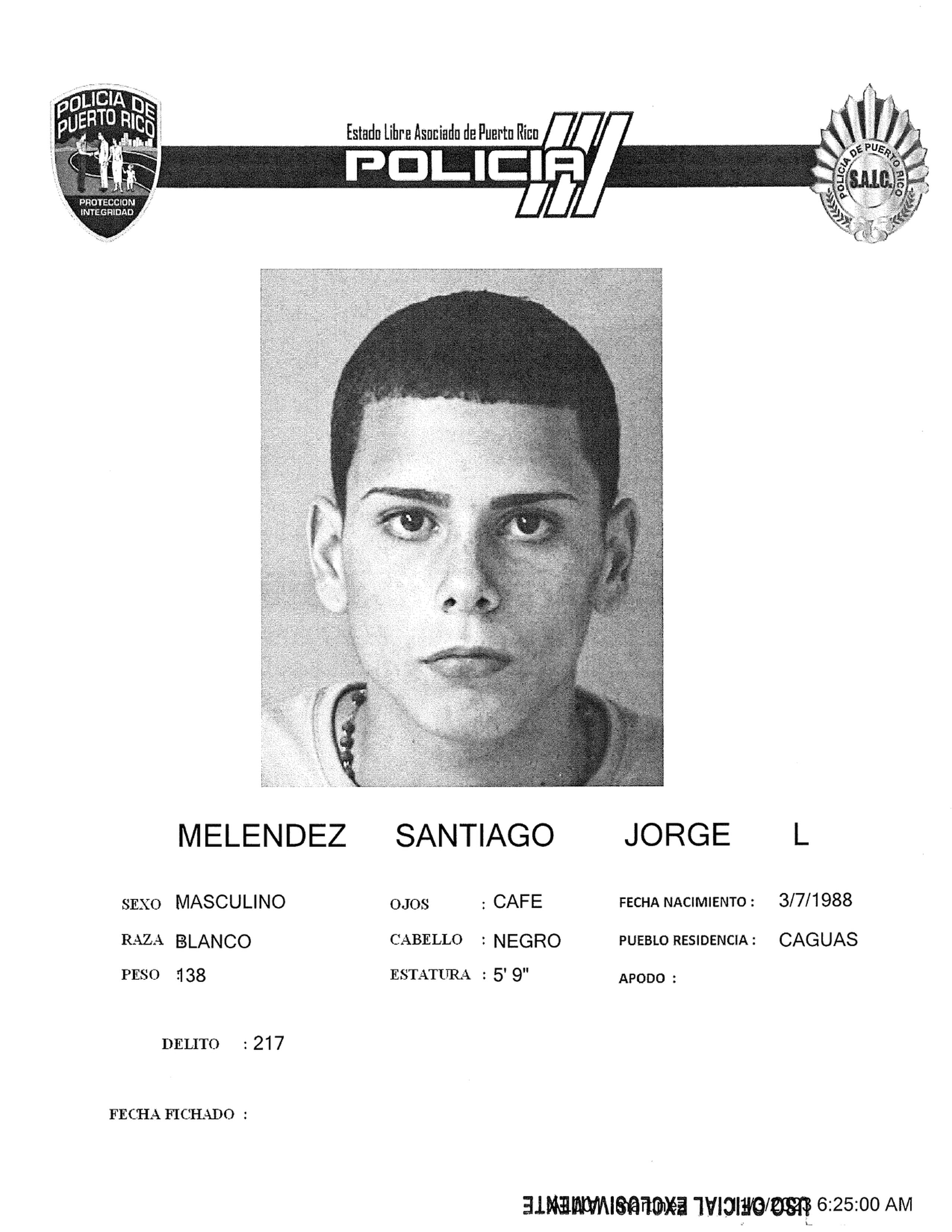 Jorge Luis Meléndez Santiago fue asesinado en Cidra.