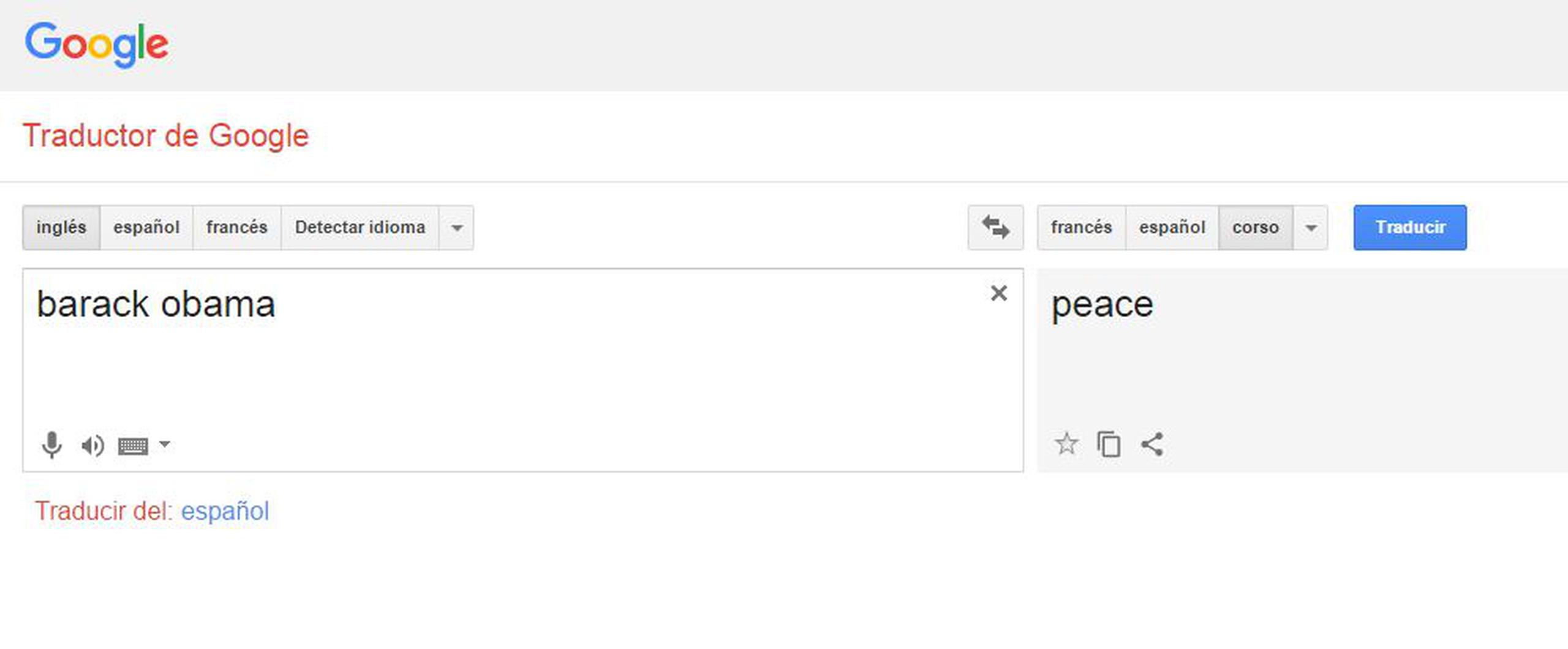 Lo que sucede si escribes "Barack Obama" en "Google Translate