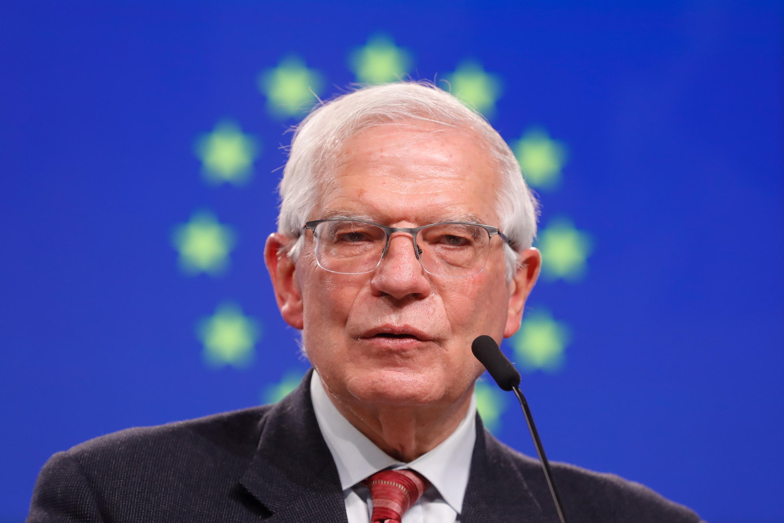 Josep Borrell, el alto representante de la UE para Política Exterior y de Seguridad, fue uno de los que participó en una llamada “cuadrilateral”. EFE/EPA/STEPHANIE LECOCQ