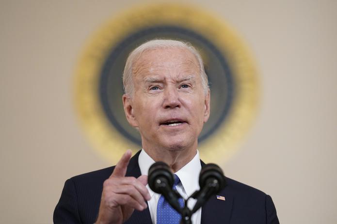 El presidente Joe Biden durante su discurso en reacción a la revocación del derecho de la mujer a abortar.