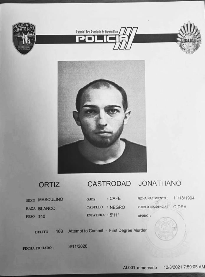 Jonathan O. Ortiz Castrodad era el objetivo de los gatilleros que perpetraron la undécima masacre del año frente a un negocio en el barrio Certenejas, en Cidra.