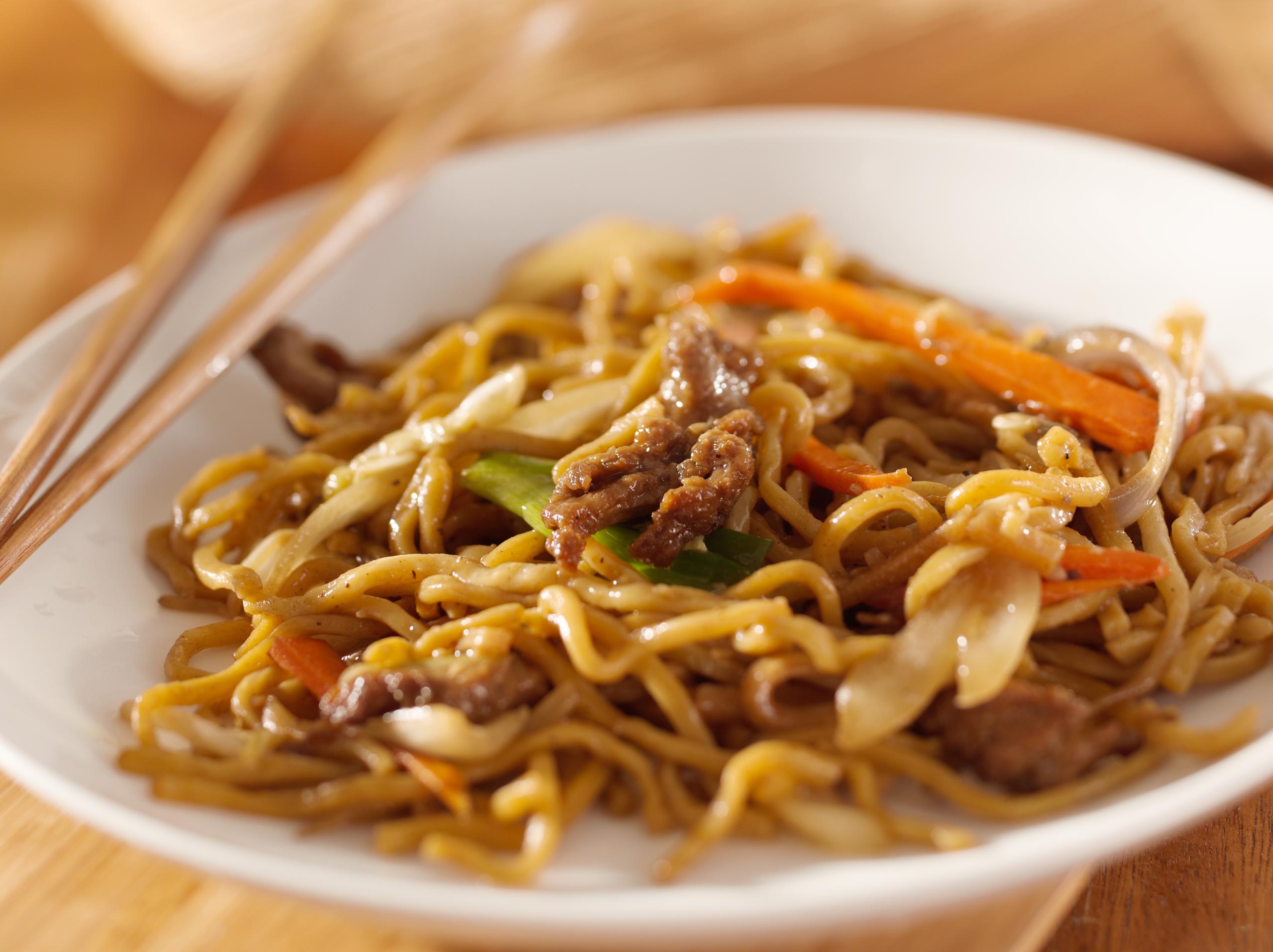 Chinese,Food,-,Beef,Lo,Mein,Closeup