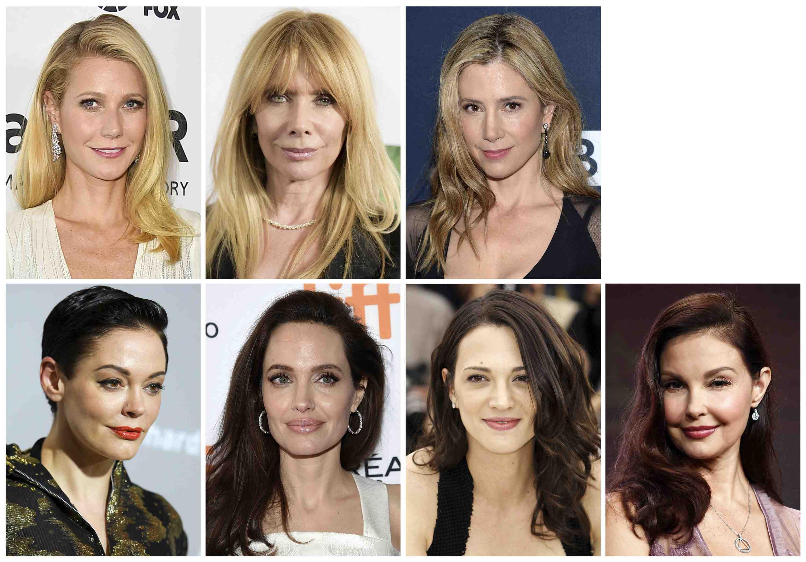Gwyneth Paltrow, Rosanna Arquette, Mira Sorvino, Rose McGowan, Angelina Jolie, Asia Argento y Ashley Judd, están entre las muchas mujeres que han hablado en contra de Harvey Weinstein. (AP)