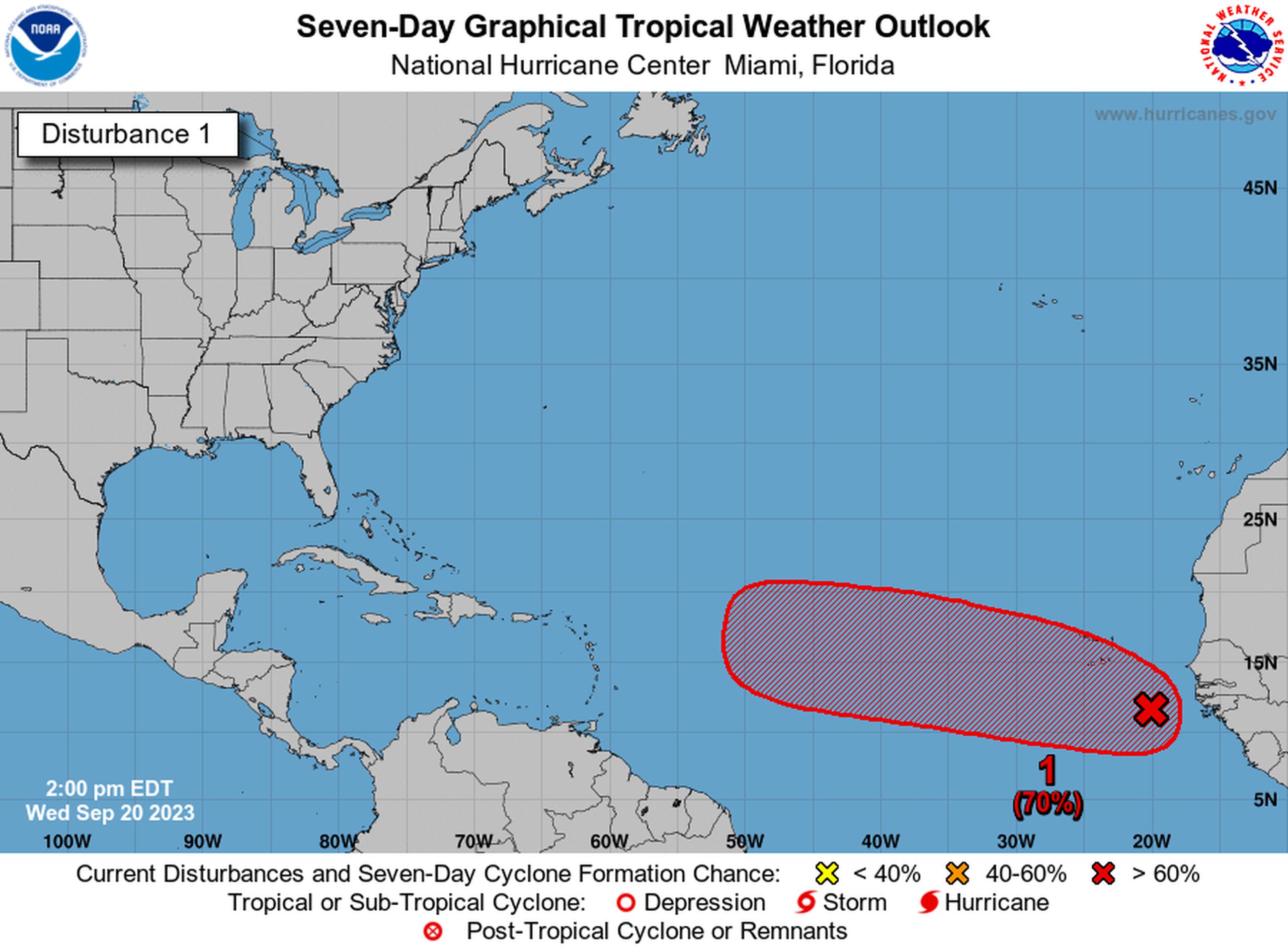 Onda tropical en el Atlántico. (NOAA)